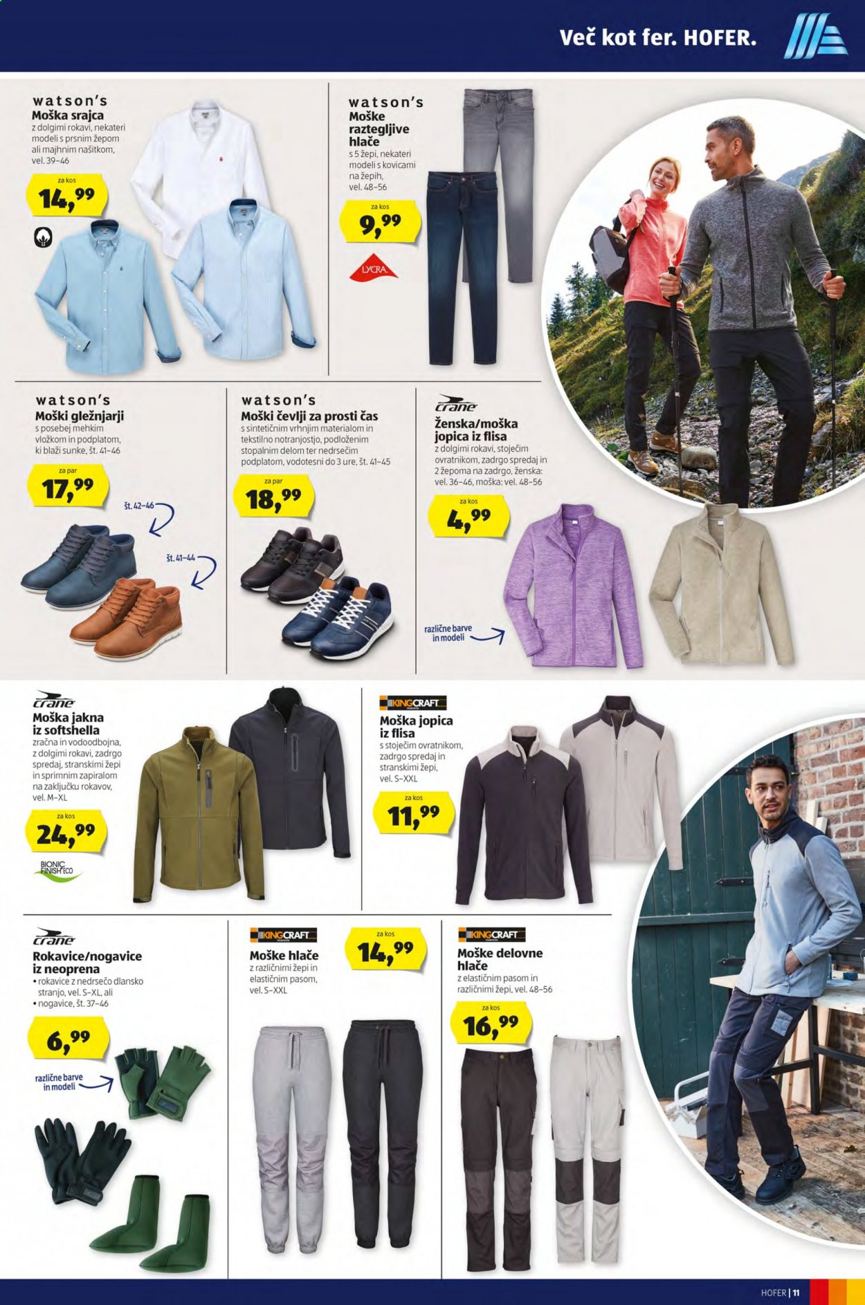 thumbnail - Hofer katalog - 19.2.2021 - 27.2.2021 - Ponudba izdelkov - craft, rokavice, jakna, hlače, delovne hlače, srajca, nogavice, čevlji. Stran 11.