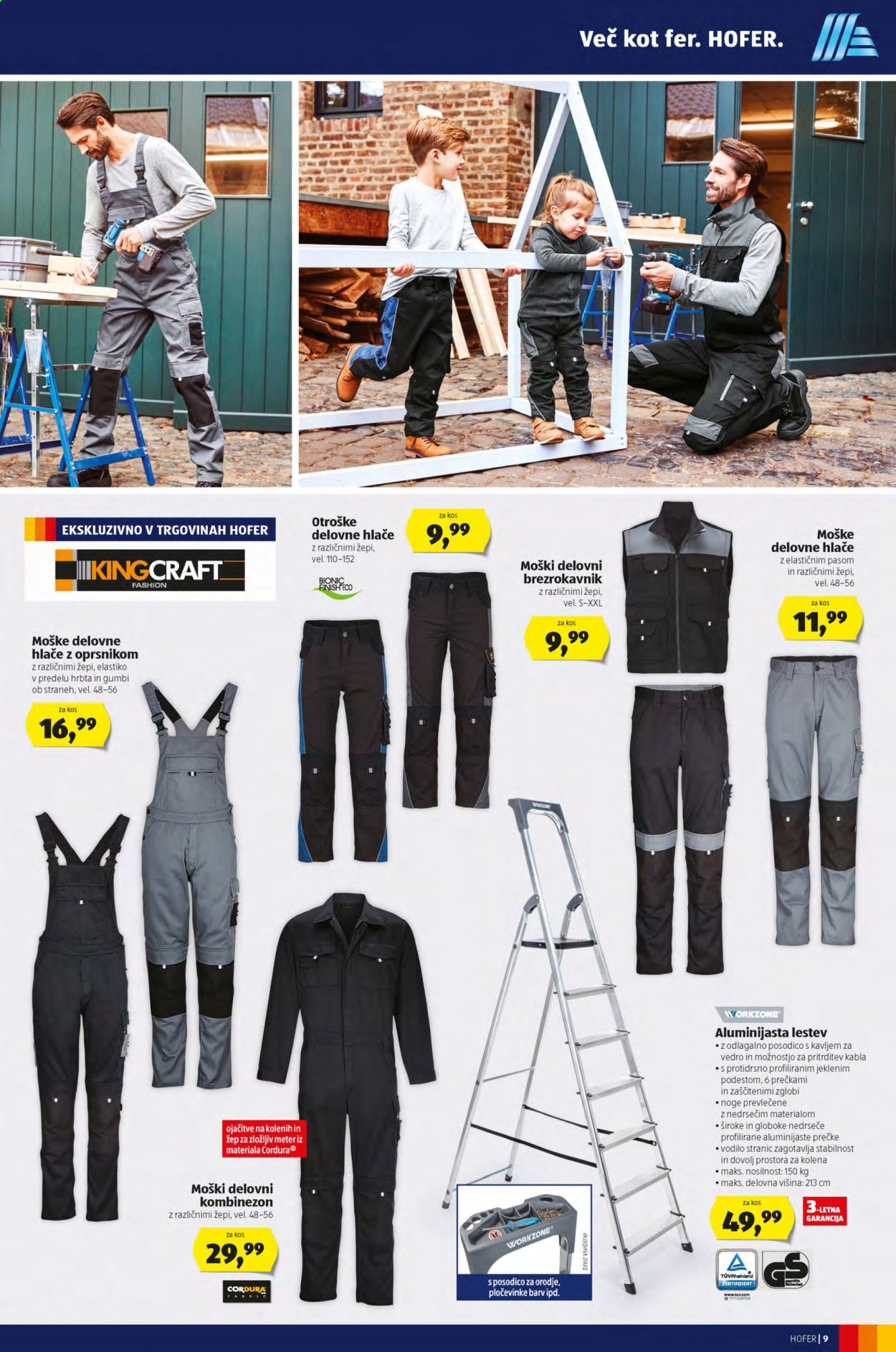 thumbnail - Hofer katalog - 26.2.2021 - 6.3.2021 - Ponudba izdelkov - craft, hlače, delovne hlače, lestev. Stran 9.