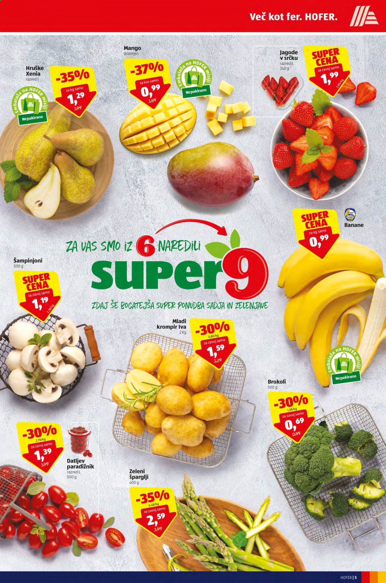 thumbnail - Hofer katalog - 5.3.2021 - 13.3.2021 - Ponudba izdelkov - hruške, jagode, krompir, mladi krompir, paradižnik, šampinjon. Stran 5.