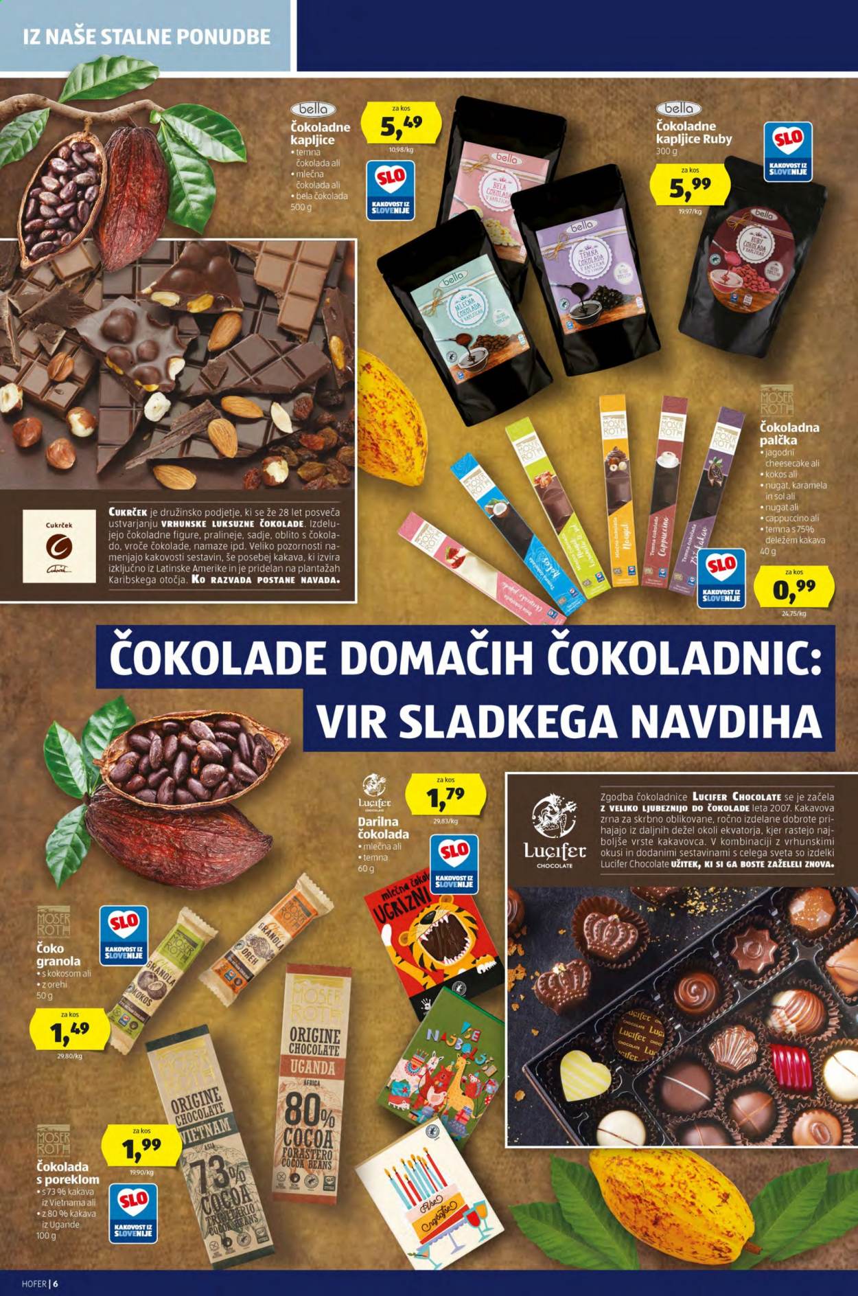 thumbnail - Hofer katalog - 5.3.2021 - 13.3.2021 - Ponudba izdelkov - cappuccino, čokolada, mlečna čokolada, sol, orehi. Stran 6.