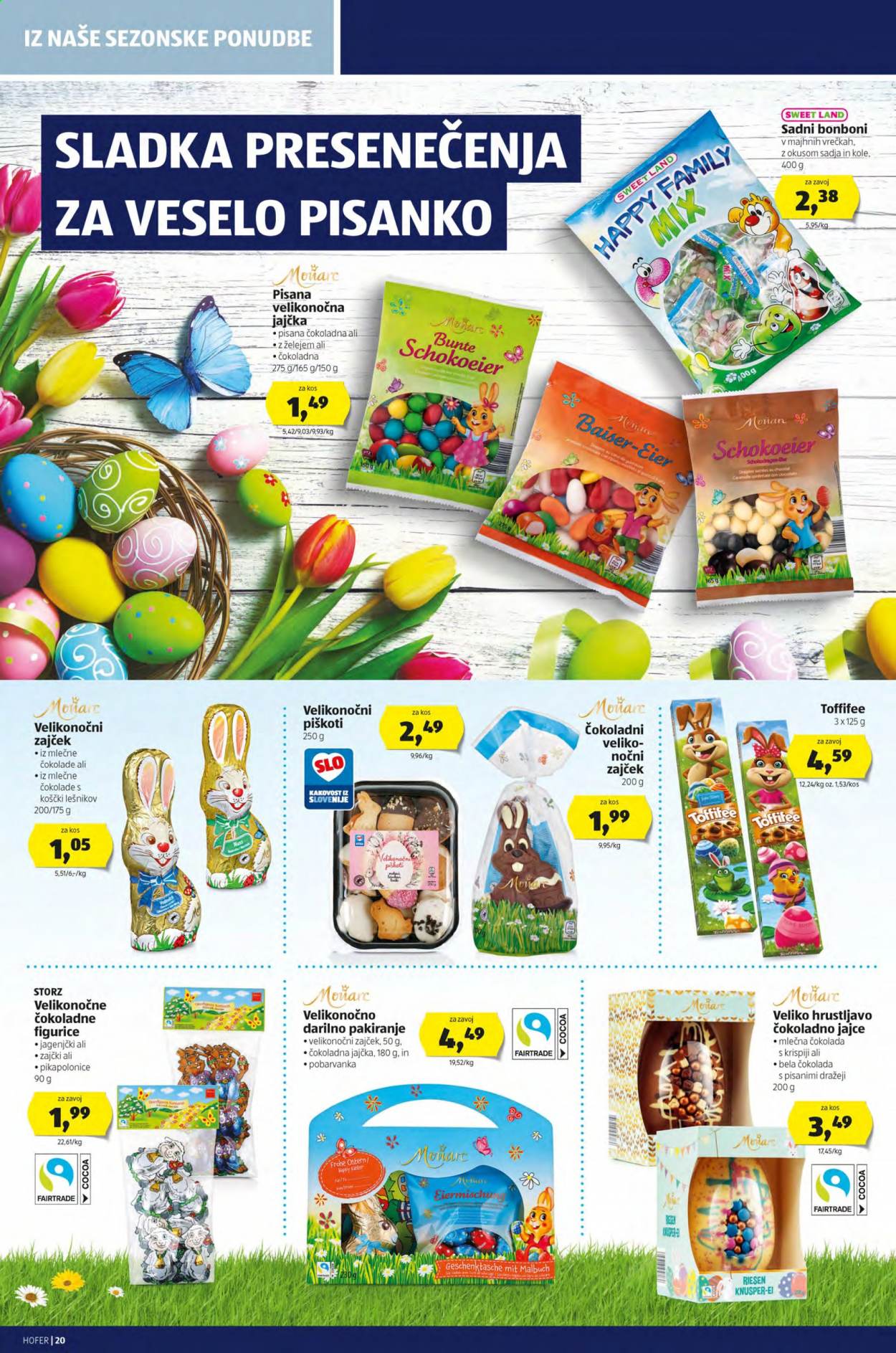 thumbnail - Hofer katalog - 12.3.2021 - 20.3.2021 - Ponudba izdelkov - bonboni, čokolada, čokoladno jajce, mlečna čokolada, piškoti, sadni bonboni. Stran 20.