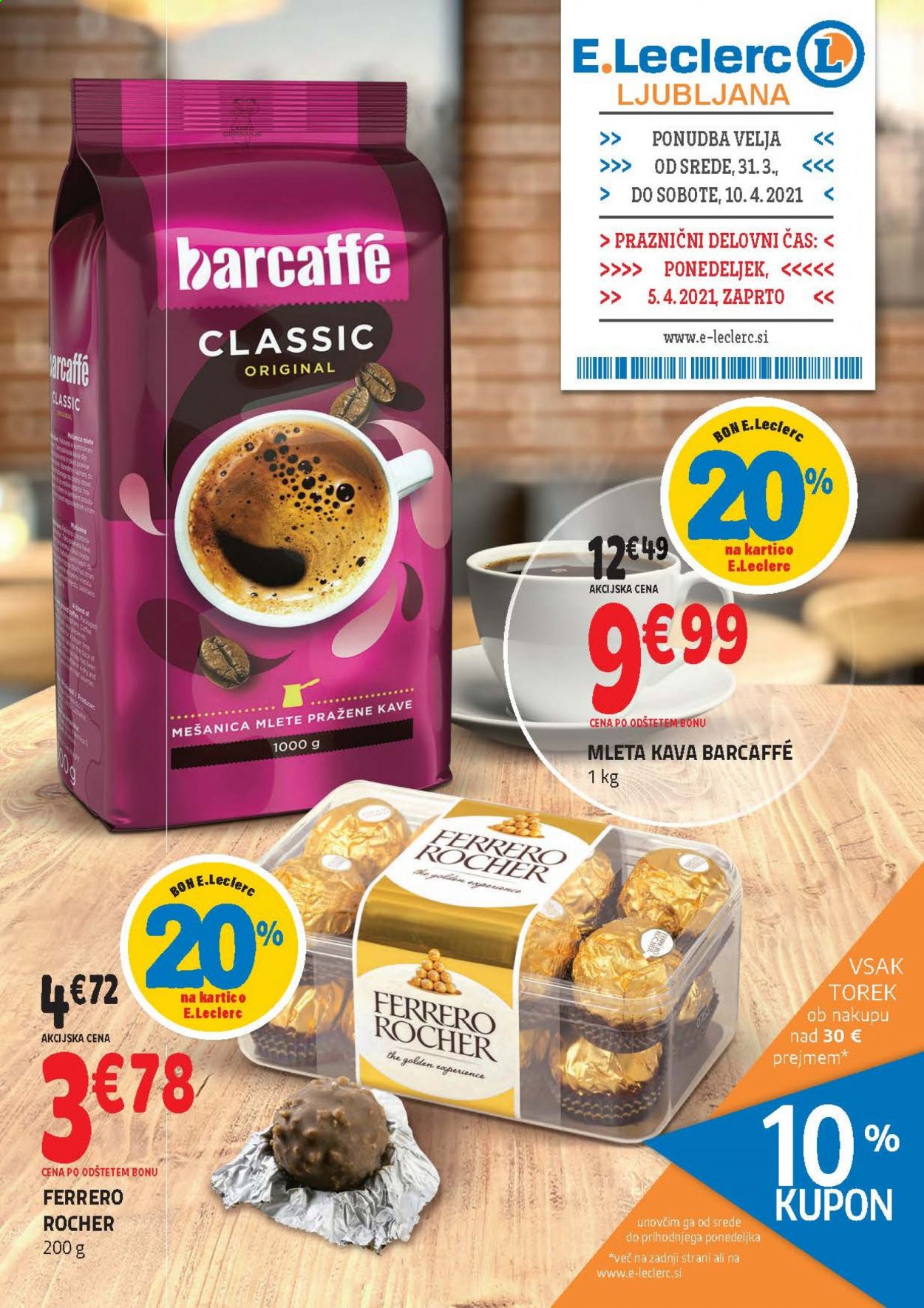 thumbnail - E.Leclerc katalog - 31.3.2021 - 10.4.2021 - Ponudba izdelkov - Barcaffé, kava. Stran 1.