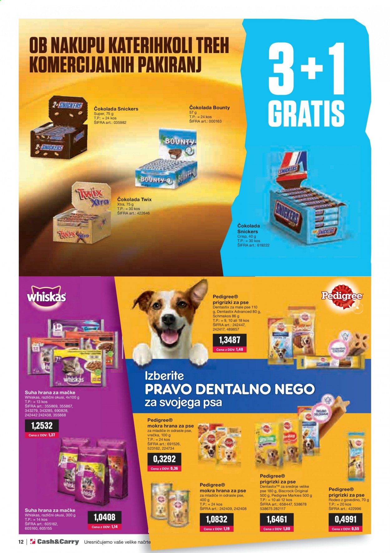 thumbnail - Mercator Cash & Carry katalog - 1.4.2021 - 30.4.2021 - Ponudba izdelkov - čokolada, hrana za mačke, hrana za pse, Whiskas, Pedigree. Stran 12.