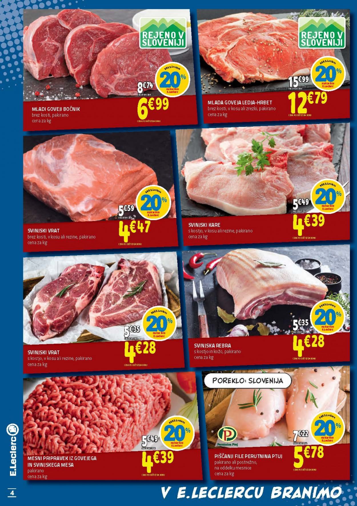 thumbnail - E.Leclerc katalog - 7.4.2021 - 17.4.2021 - Ponudba izdelkov - rebra, kare, svinjski vrat brez kosti, svinjska rebra, svinjski kare, svinjski vrat, svinjsko meso. Stran 4.