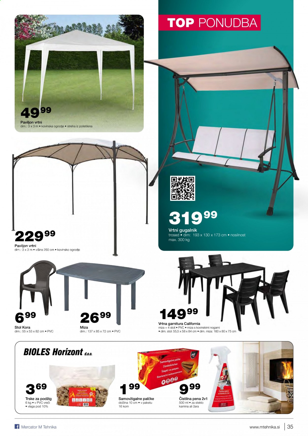 thumbnail - M Tehnika katalog - 8.4.2021 - 27.4.2021 - Ponudba izdelkov - stol, vrtno pohištvo, miza, paviljon. Stran 35.