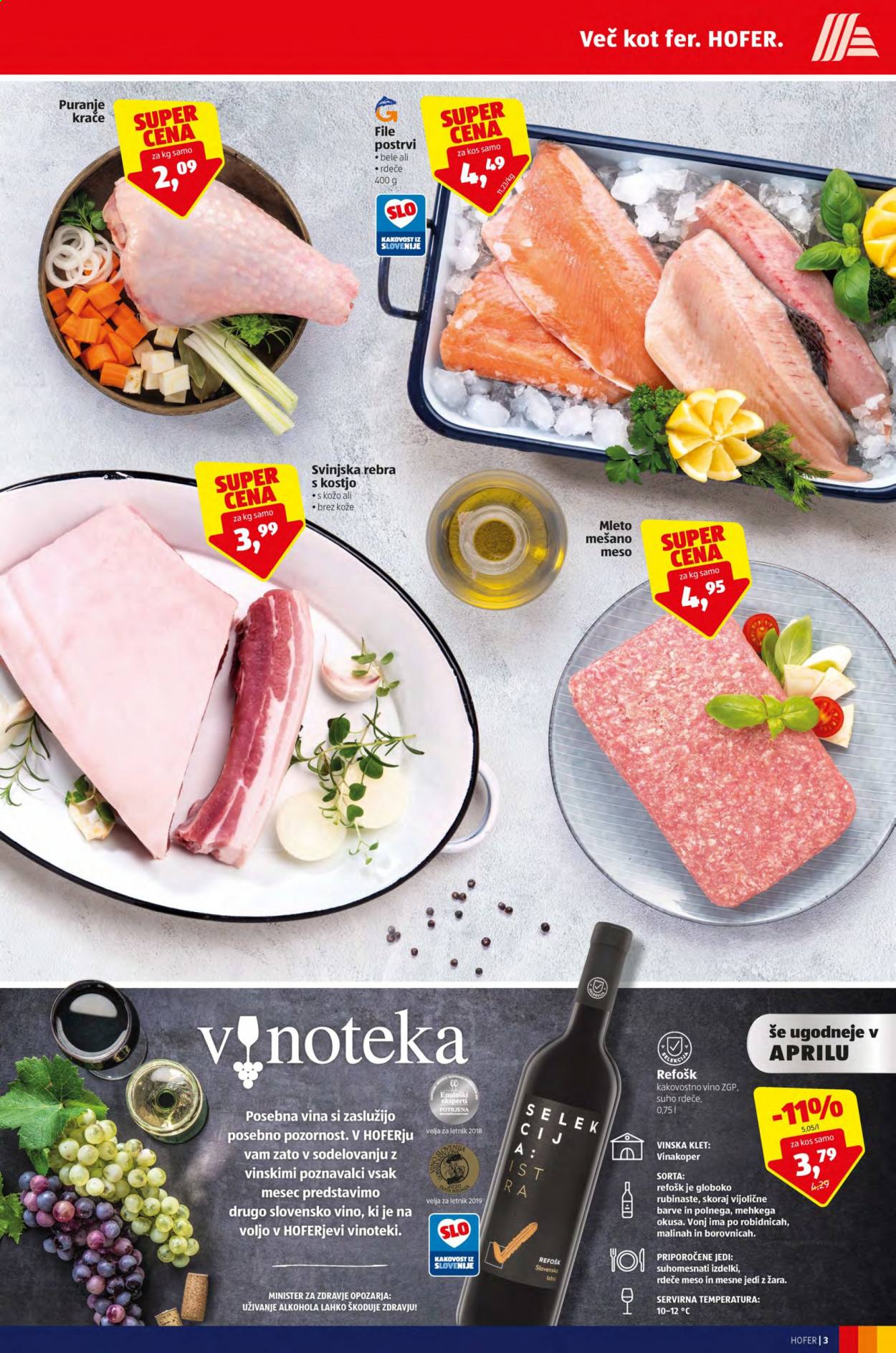 thumbnail - Hofer katalog - 9.4.2021 - 17.4.2021 - Ponudba izdelkov - rebra, svinjska rebra, svinjsko meso, vino. Stran 3.