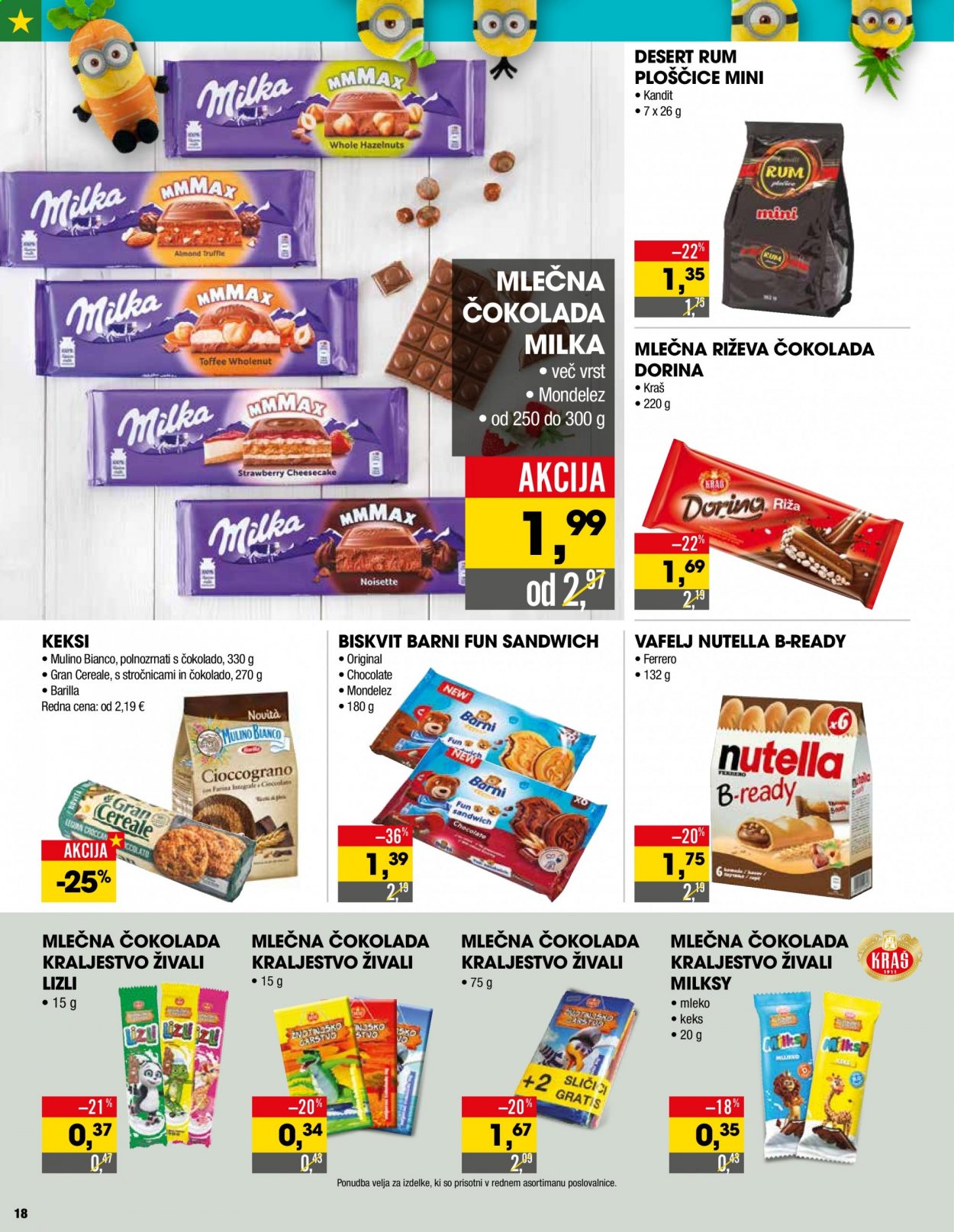 thumbnail - Tuš katalog - 14.4.2021 - 20.4.2021 - Ponudba izdelkov - Milka, vafelj, mleko, čokolada, Dorina, Gran Cereale, keksi, mlečna čokolada, Nutella, Barilla. Stran 18.