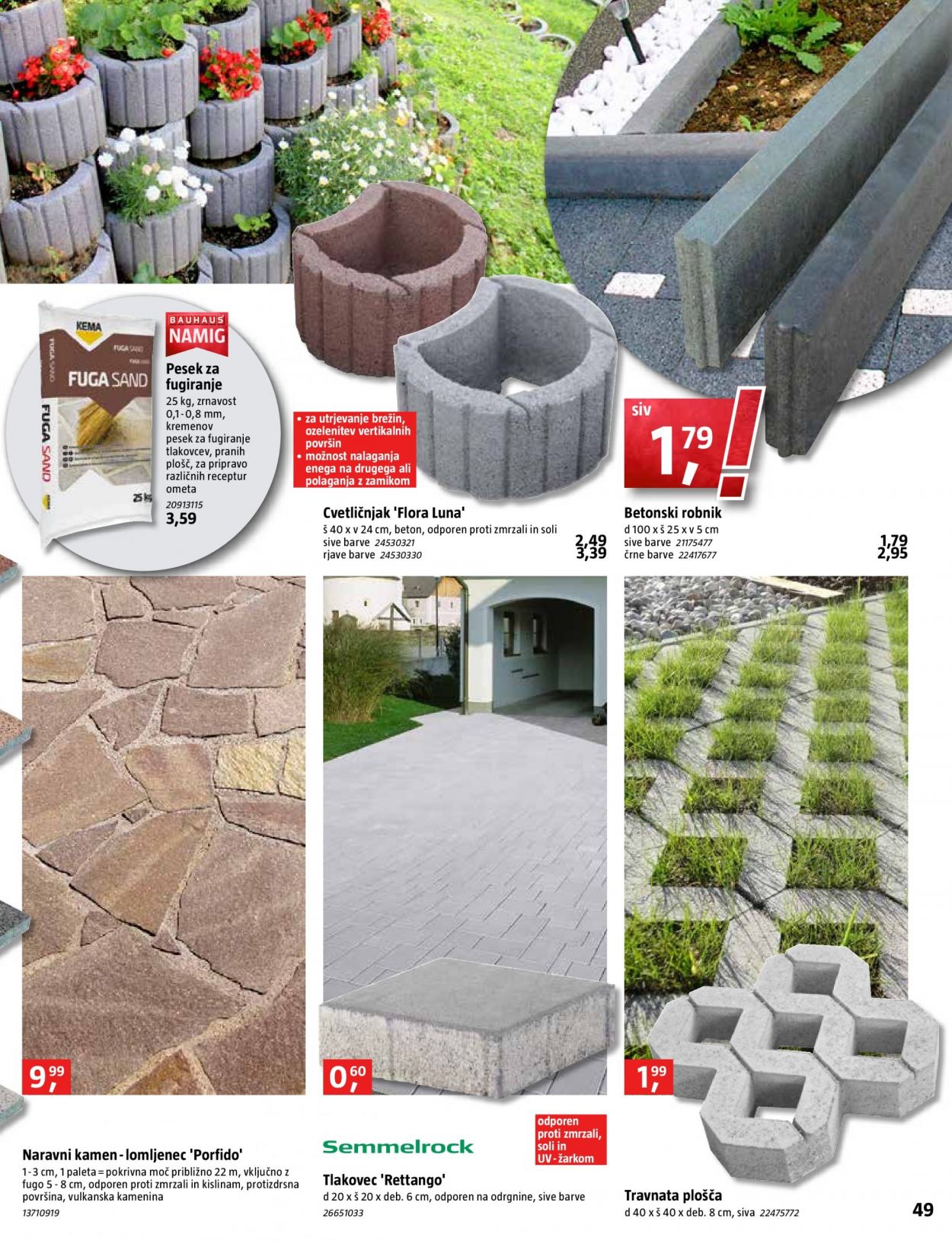 thumbnail - Bauhaus katalog - 29.4.2021 - 2.6.2021 - Ponudba izdelkov - naravni kamen, tlakovec, betonski robnik. Stran 49.