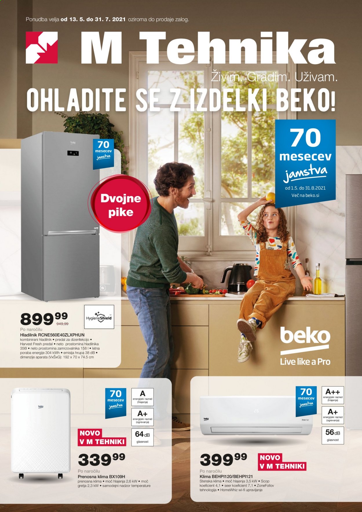 thumbnail - M Tehnika katalog - 13.5.2021 - 31.7.2021 - Ponudba izdelkov - Beko, hladilnik, prenosna klimatska naprava. Stran 1.