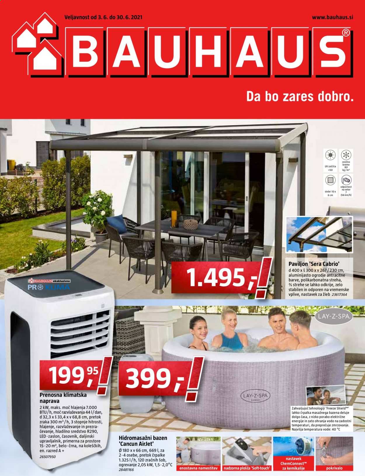 thumbnail - Bauhaus katalog - 3.6.2021 - 30.6.2021 - Ponudba izdelkov - klimatska naprava, prenosna klimatska naprava, paviljon, bazen. Stran 1.