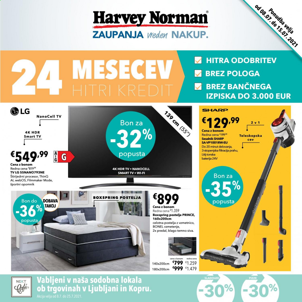 thumbnail - Harvey Norman katalog - 8.7.2021 - 15.7.2021 - Ponudba izdelkov - postelja, Sharp, LG, televizor, sesalnik. Stran 1.