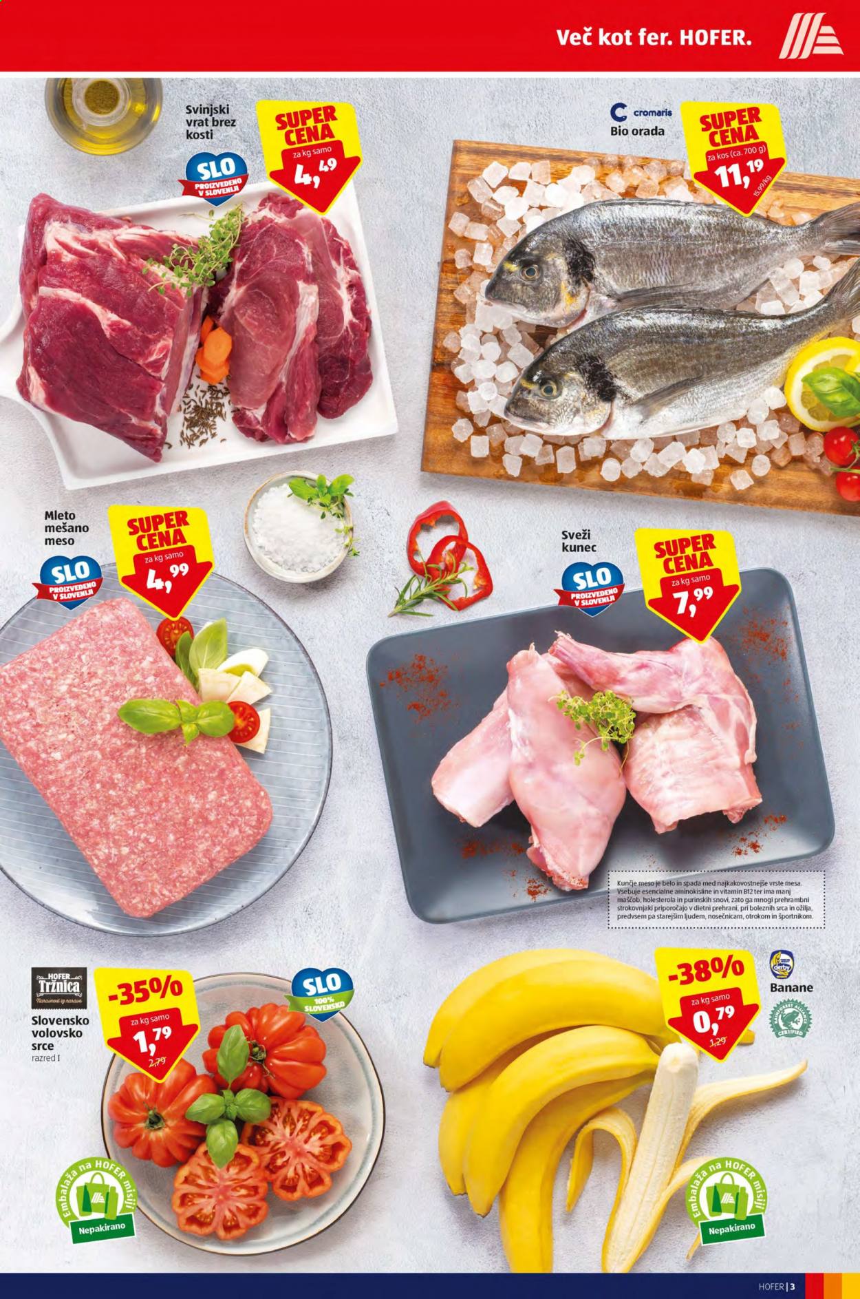 thumbnail - Hofer katalog - 23.7.2021 - 31.7.2021 - Ponudba izdelkov - svinjski vrat brez kosti, svinjski vrat, svinjsko meso, kunčje meso, orada, riba, B12. Stran 3.
