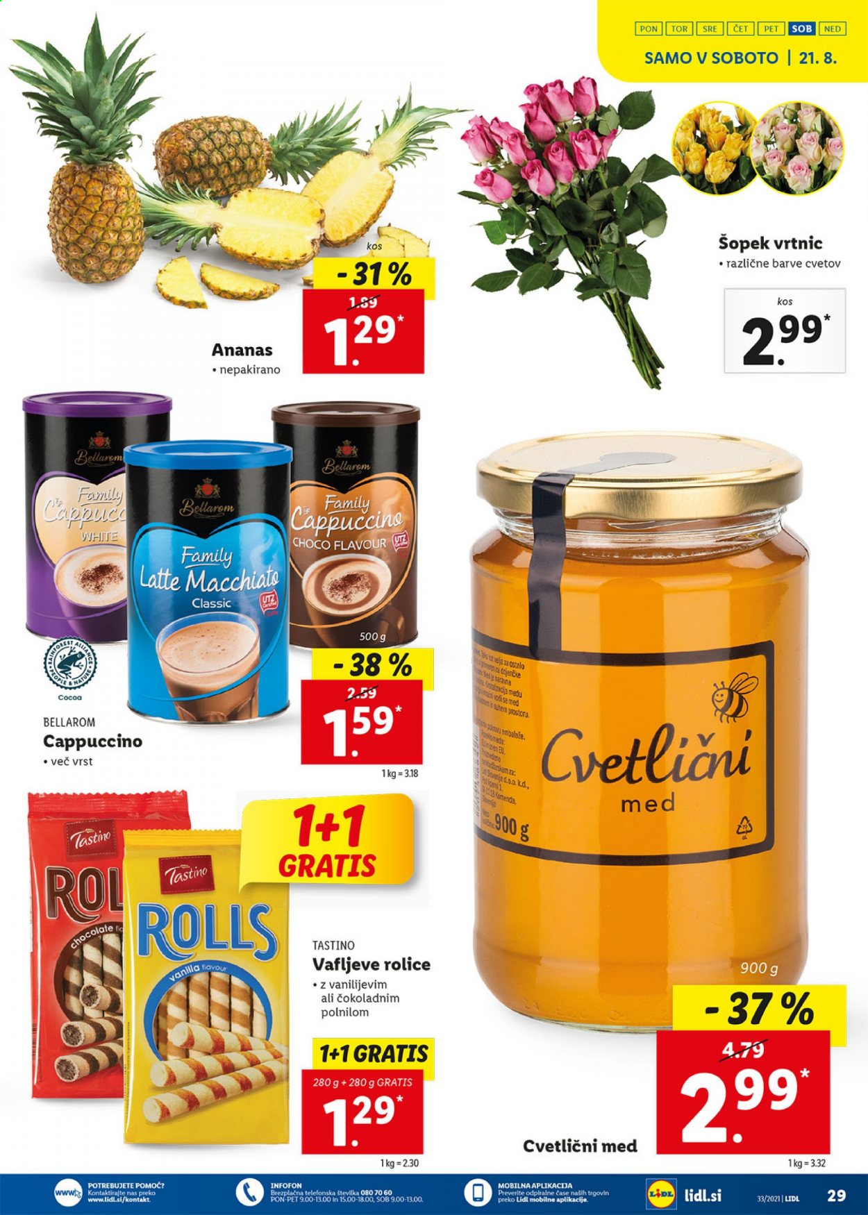 thumbnail - Lidl katalog - 19.8.2021 - 29.8.2021 - Ponudba izdelkov - Bellarom, ananas, cvetlični med. Stran 29.