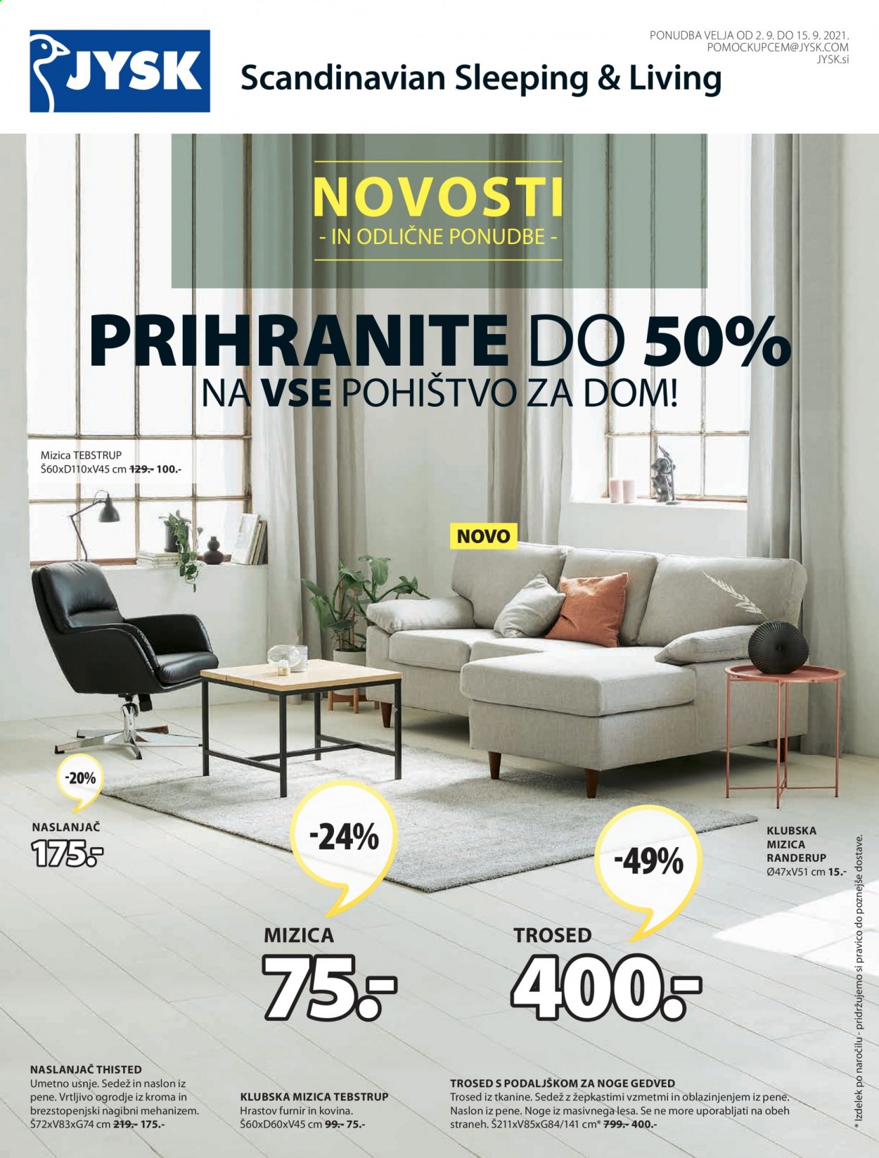 JYSK katalog - 2.9.2021 - 15.9.2021. Stran 1