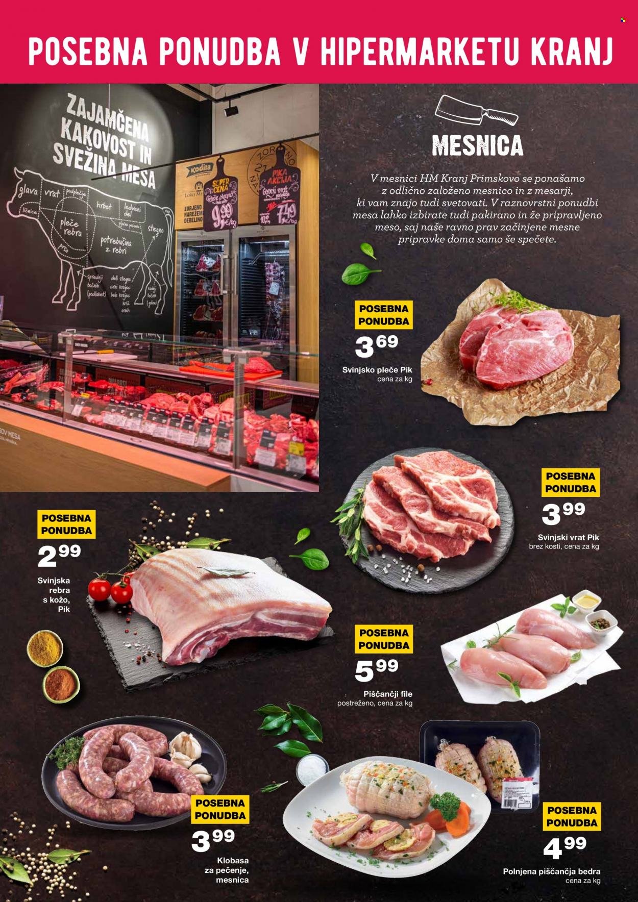 thumbnail - Mercator katalog - 13.9.2021 - 18.9.2021 - Ponudba izdelkov - piščančja bedra, piščančji file, stegno, piščančje meso, pleče, rebra, svinjska rebra, svinjski vrat, svinjsko pleče, svinjsko meso, klobasa. Stran 2.