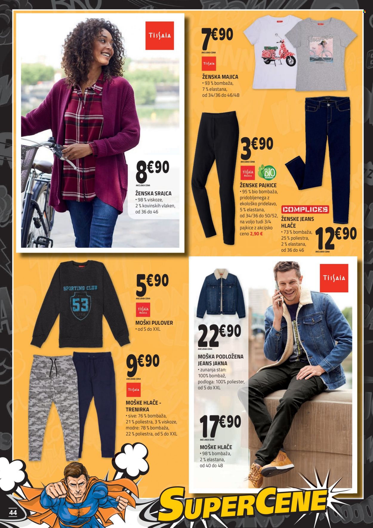 thumbnail - E.Leclerc katalog - 22.9.2021 - 2.10.2021 - Ponudba izdelkov - jakna, hlače, pajkice, majica, srajca, pulover. Stran 44.