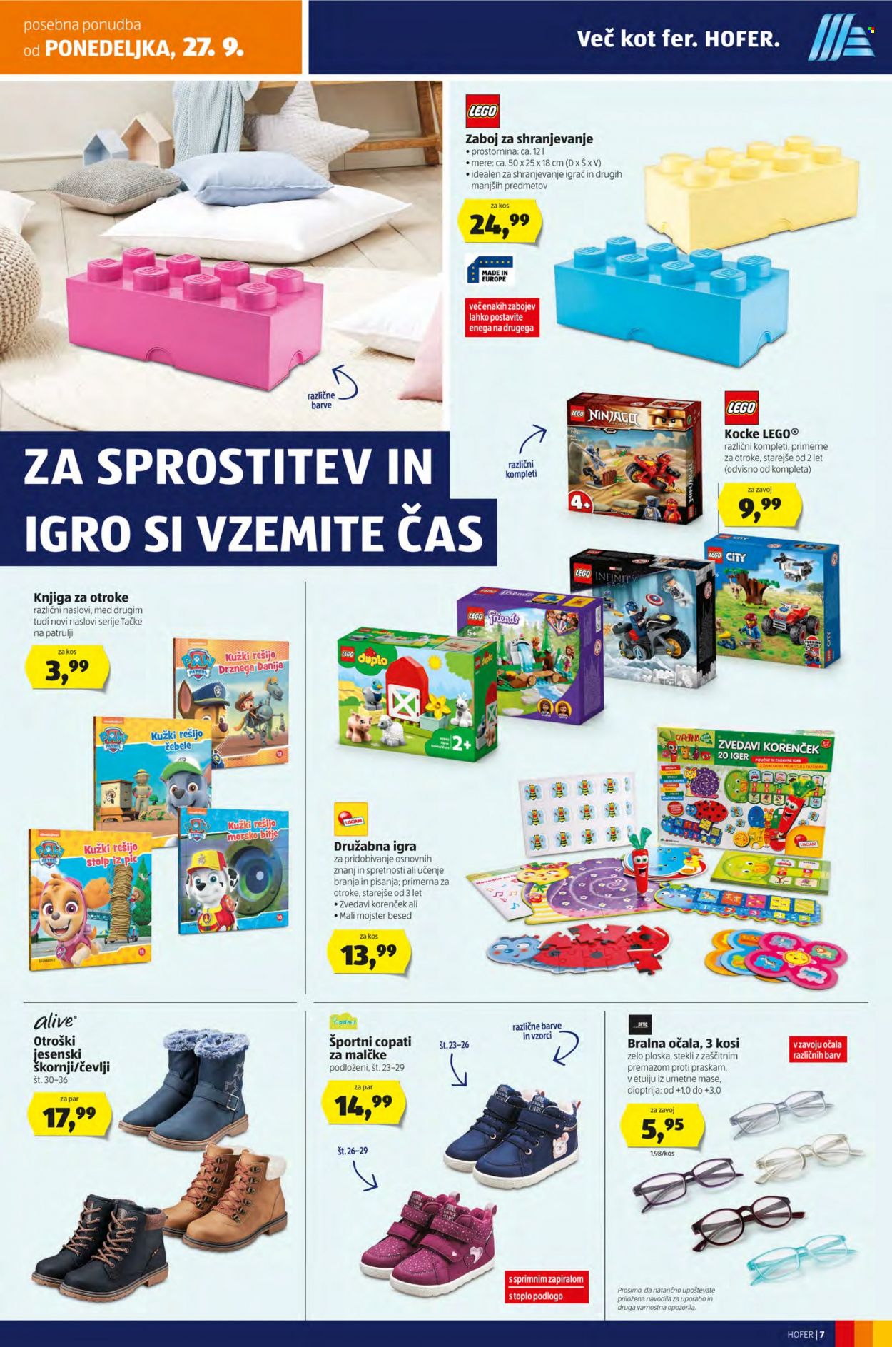 thumbnail - Hofer katalog - 24.9.2021 - 2.10.2021 - Ponudba izdelkov - zaboj za shranjevanje, čevlji, škornji, copati, LEGO, LEGO City, LEGO Ninjago. Stran 7.