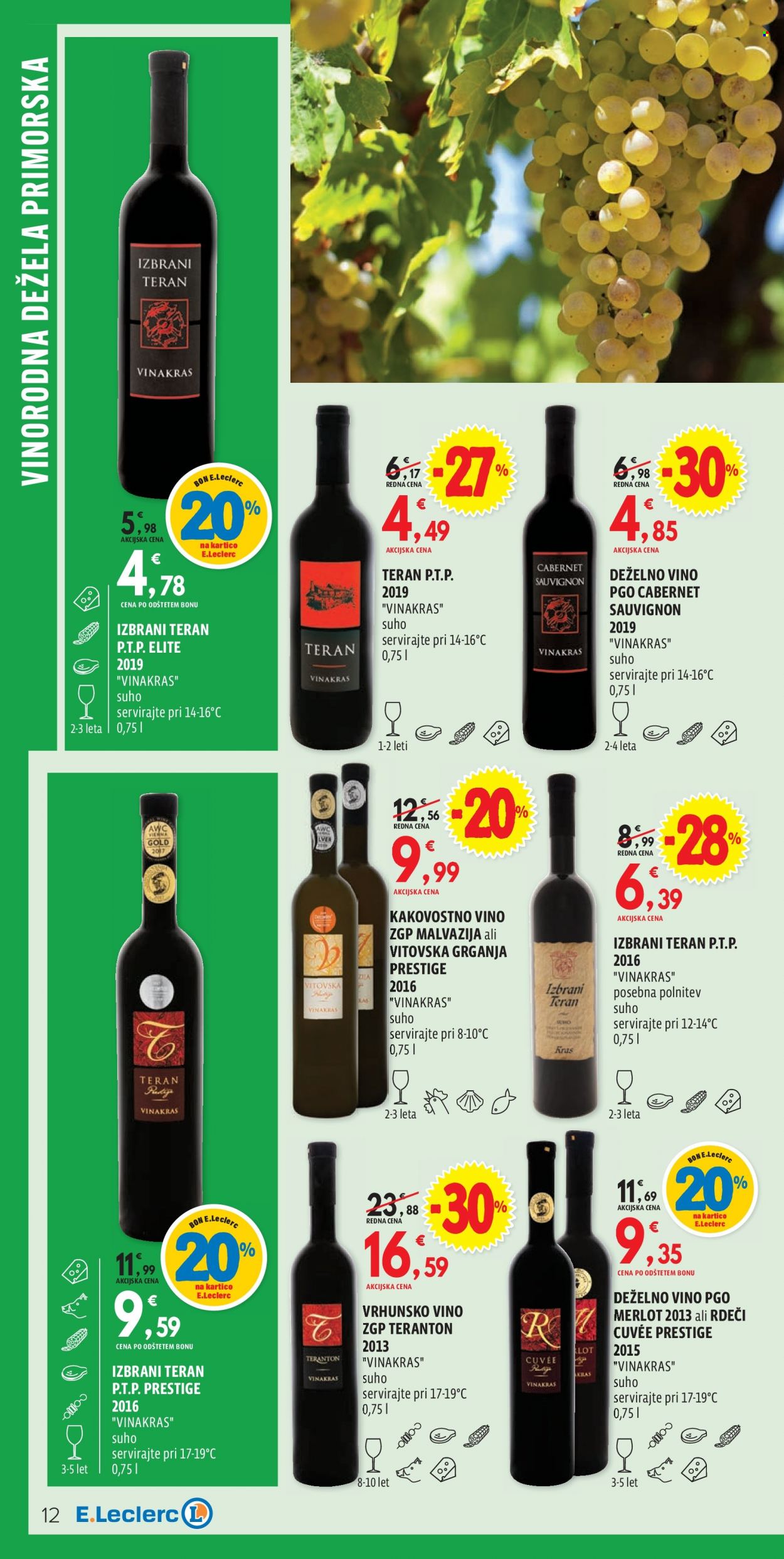 thumbnail - E.Leclerc katalog - 13.10.2021 - 30.10.2021 - Ponudba izdelkov - Prestige, vino, Cabernet Sauvignon. Stran 12.