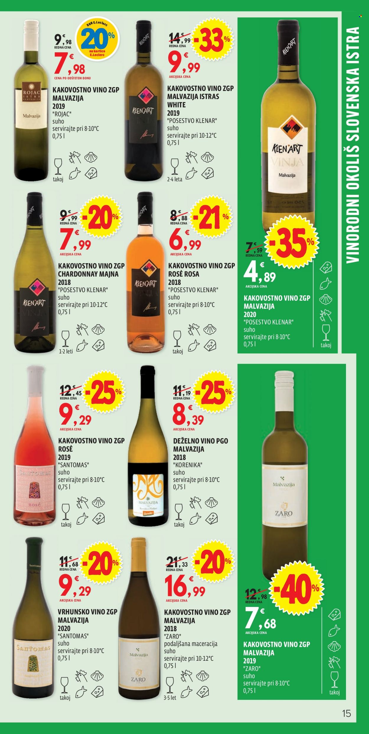 thumbnail - E.Leclerc katalog - 13.10.2021 - 30.10.2021 - Ponudba izdelkov - Chardonnay, vino, rosa. Stran 15.