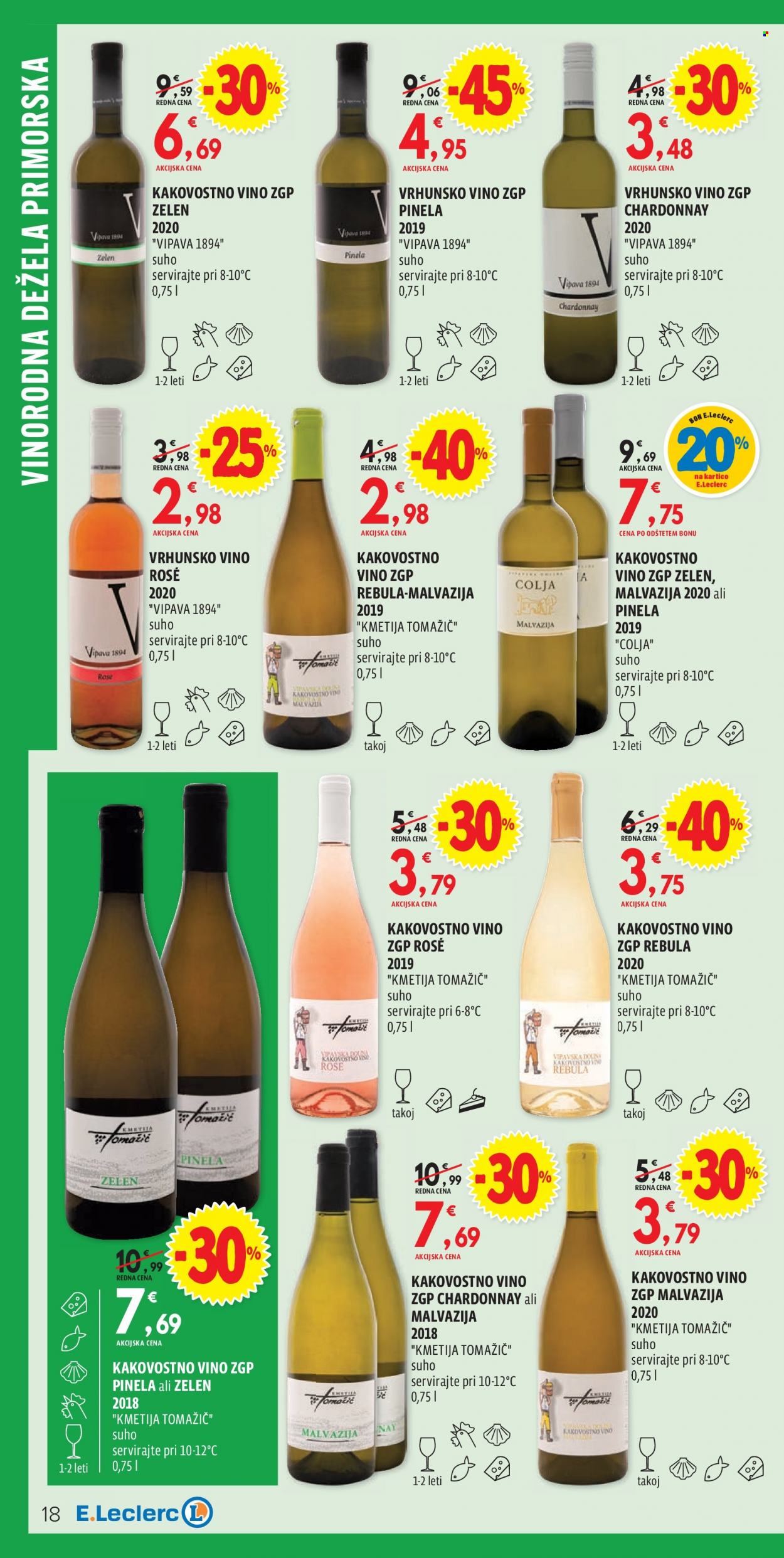 thumbnail - E.Leclerc katalog - 13.10.2021 - 30.10.2021 - Ponudba izdelkov - Chardonnay, vino. Stran 18.