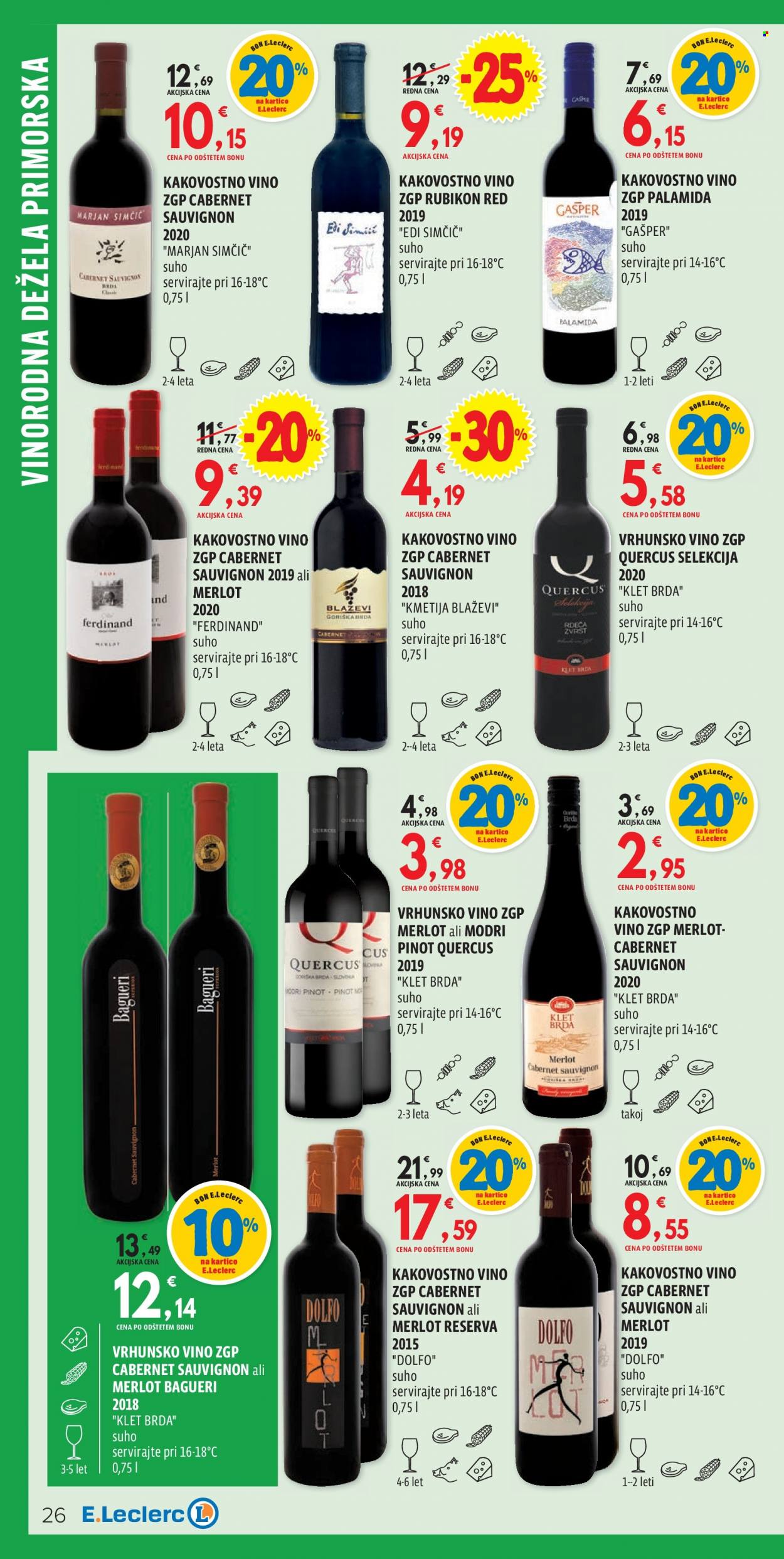 thumbnail - E.Leclerc katalog - 13.10.2021 - 30.10.2021 - Ponudba izdelkov - Klet Brda, pinot, vino, Cabernet Sauvignon. Stran 26.