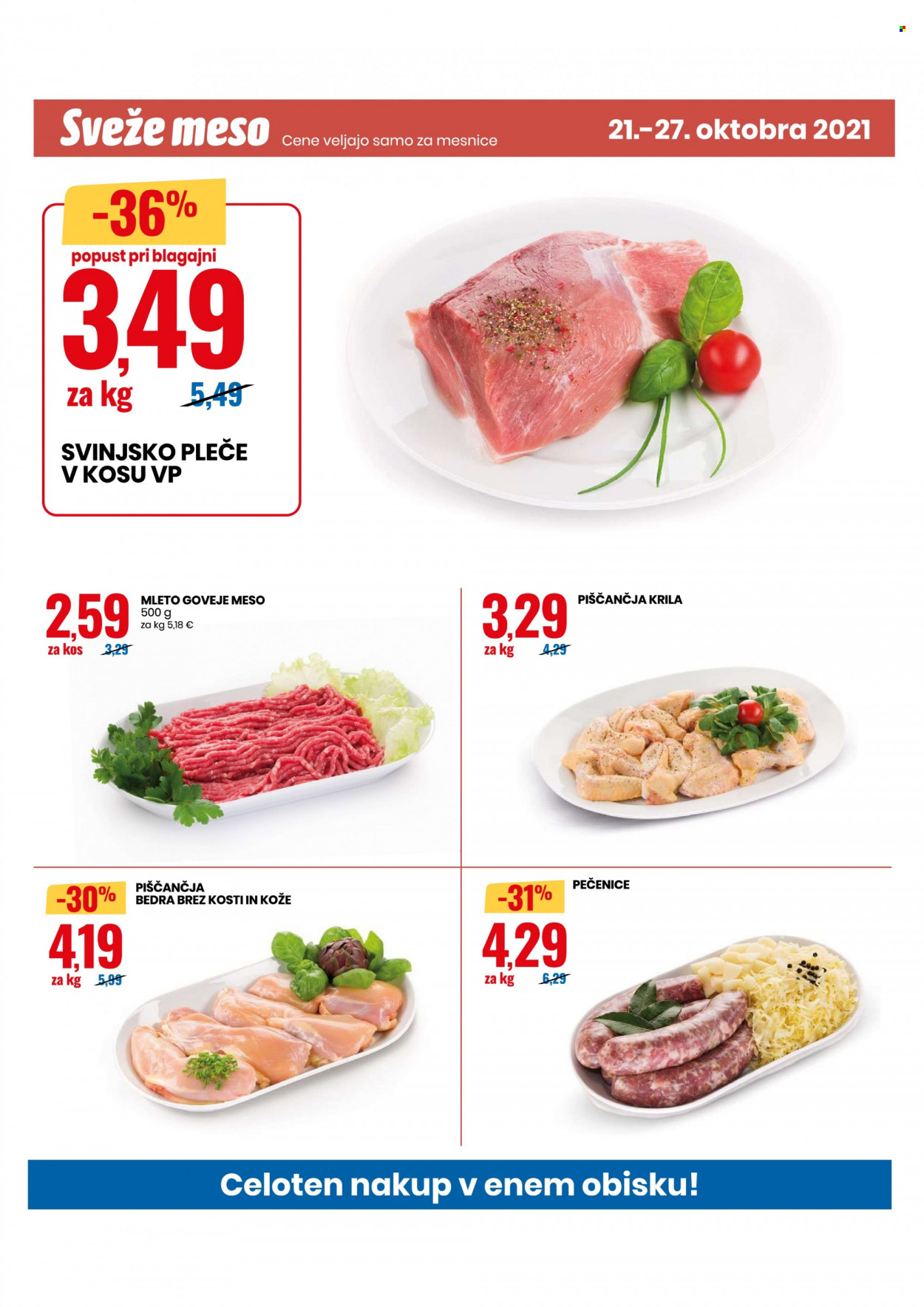 thumbnail - EuroSpin katalog - 21.10.2021 - 27.10.2021 - Ponudba izdelkov - piščančja bedra, piščančje peruti, piščančje meso, goveje meso, pleče, svinjsko pleče, svinjsko meso. Stran 8.