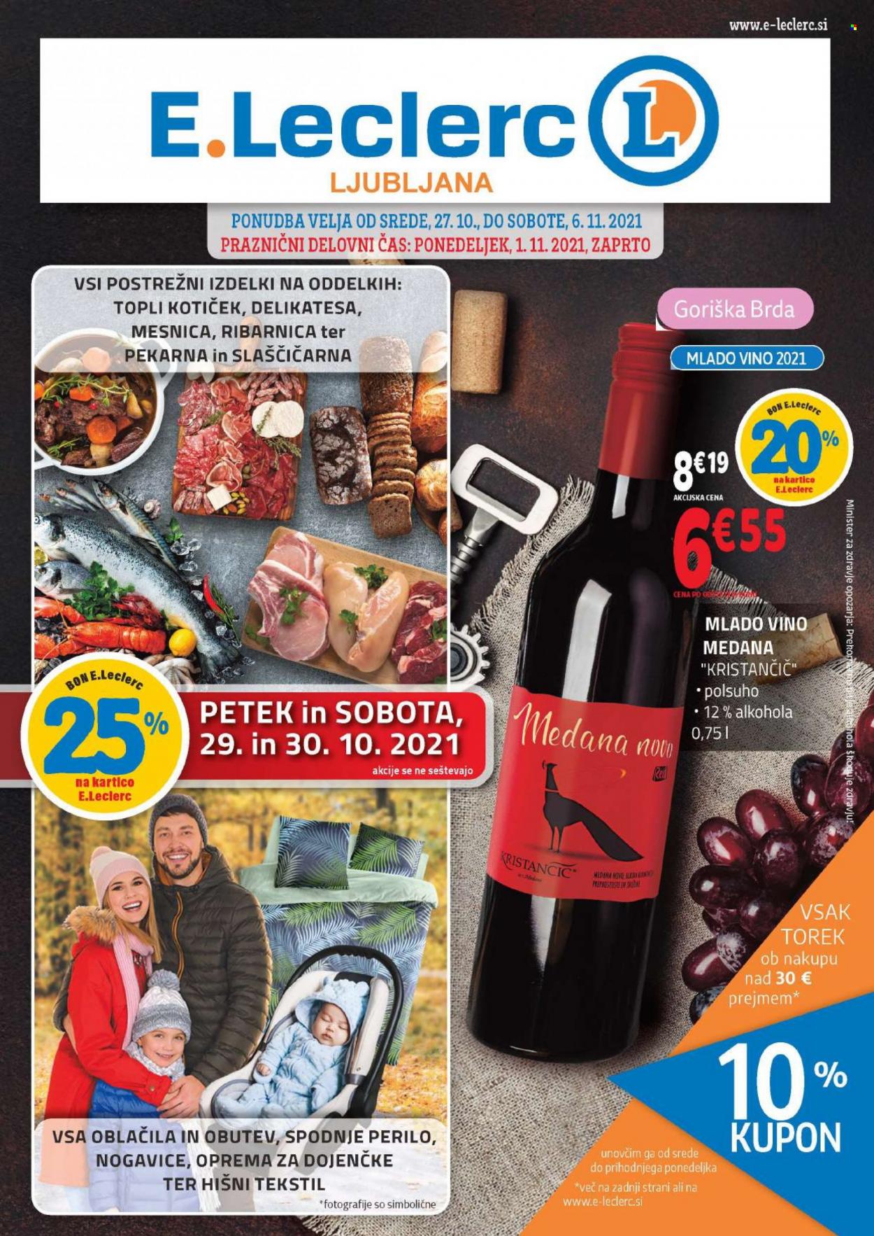 thumbnail - E.Leclerc katalog - 27.10.2021 - 6.11.2021 - Ponudba izdelkov - vino, nogavice. Stran 1.