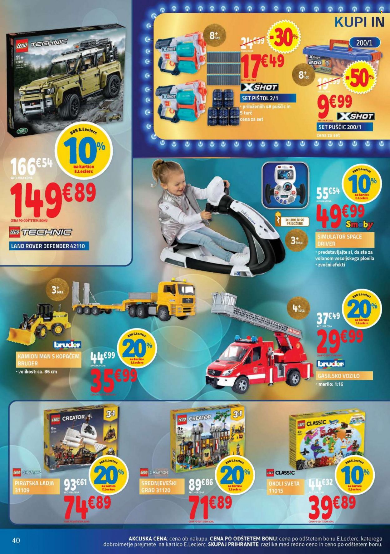 thumbnail - E.Leclerc katalog - 10.11.2021 - 20.11.2021 - Ponudba izdelkov - Bruder, kamion, LEGO, LEGO Classic, LEGO Creator, LEGO Technic, Smoby. Stran 40.