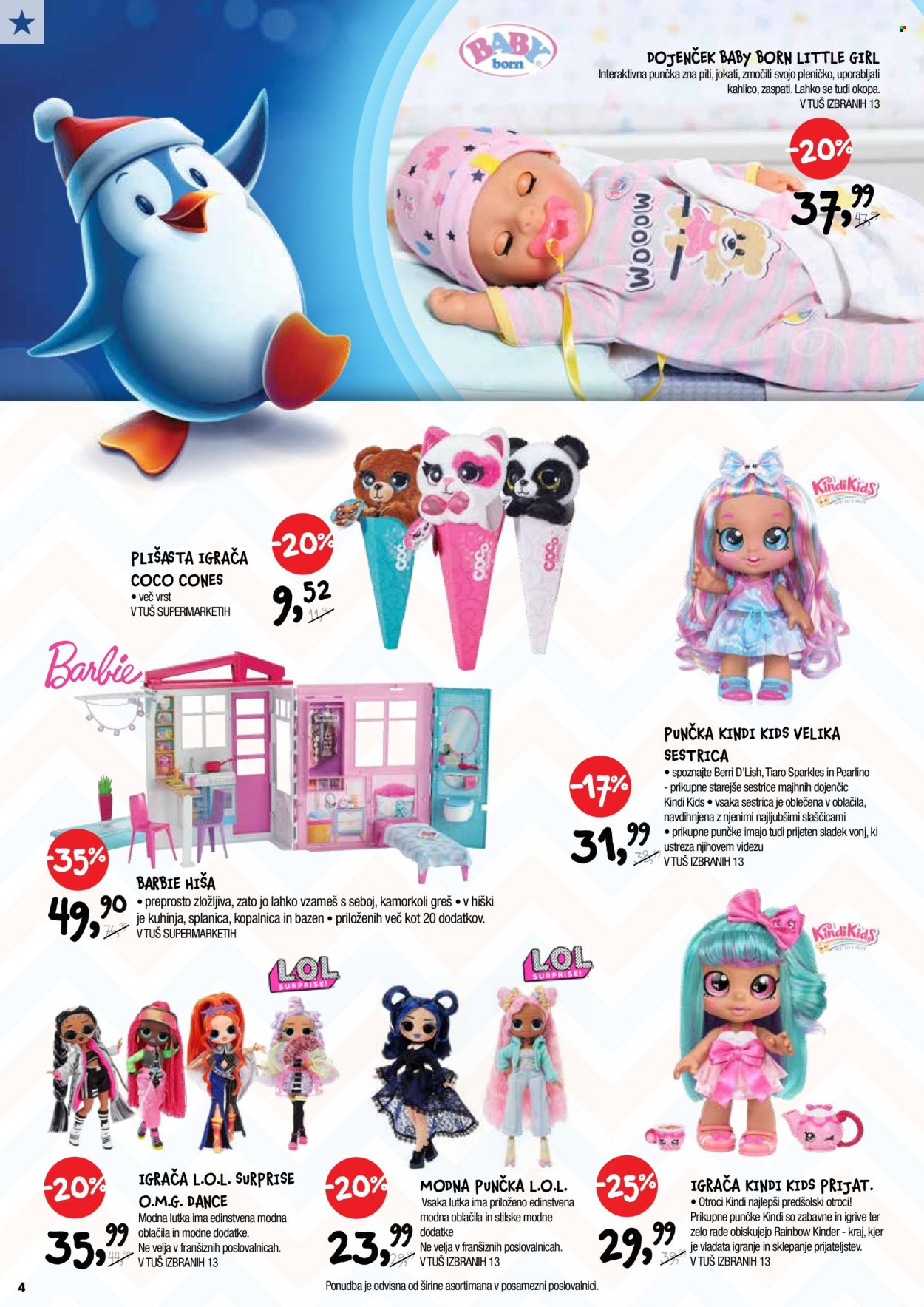 thumbnail - Tuš katalog - 17.11.2021 - 4.1.2022 - Ponudba izdelkov - L.O.L. Surprise, Baby Born, Barbie, hiša, punčka. Stran 4.