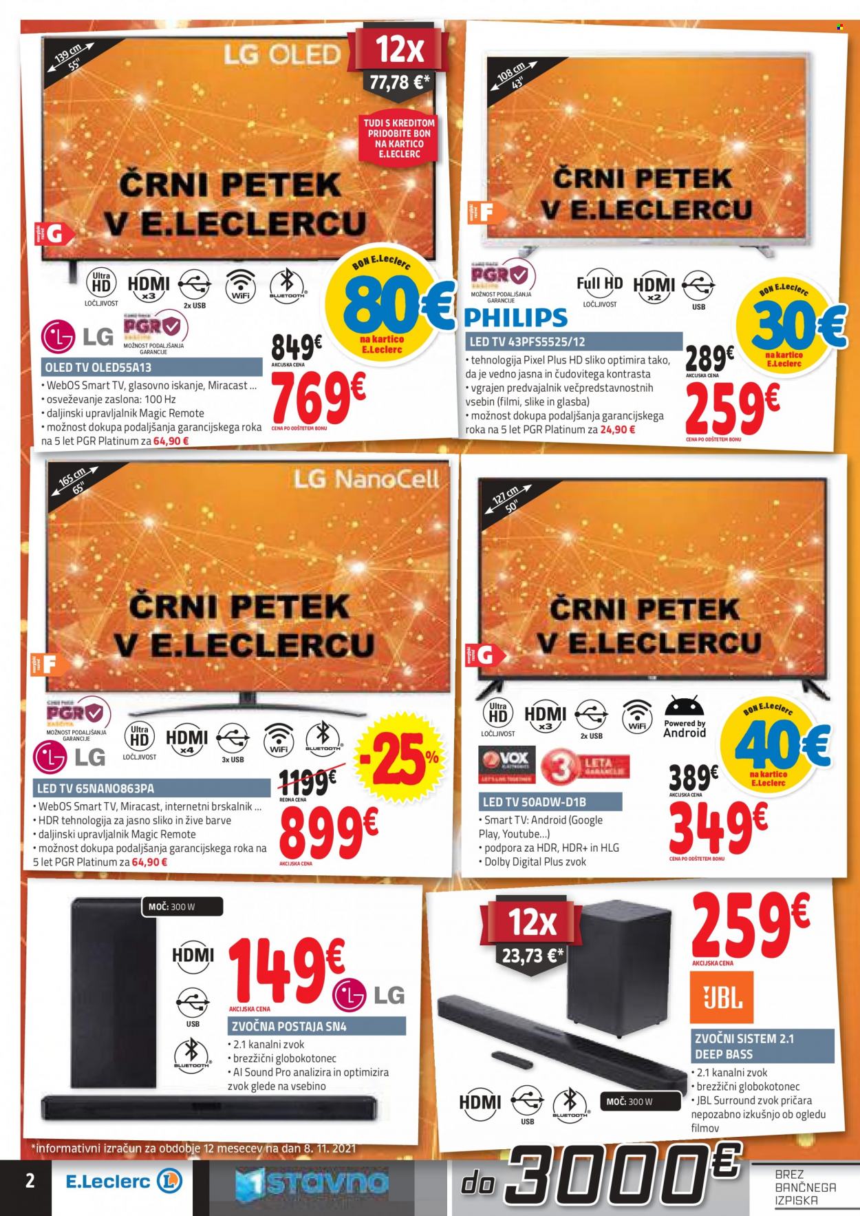 thumbnail - E.Leclerc katalog - 17.11.2021 - 27.11.2021 - Ponudba izdelkov - JBL, OLED Tv, televizor. Stran 2.