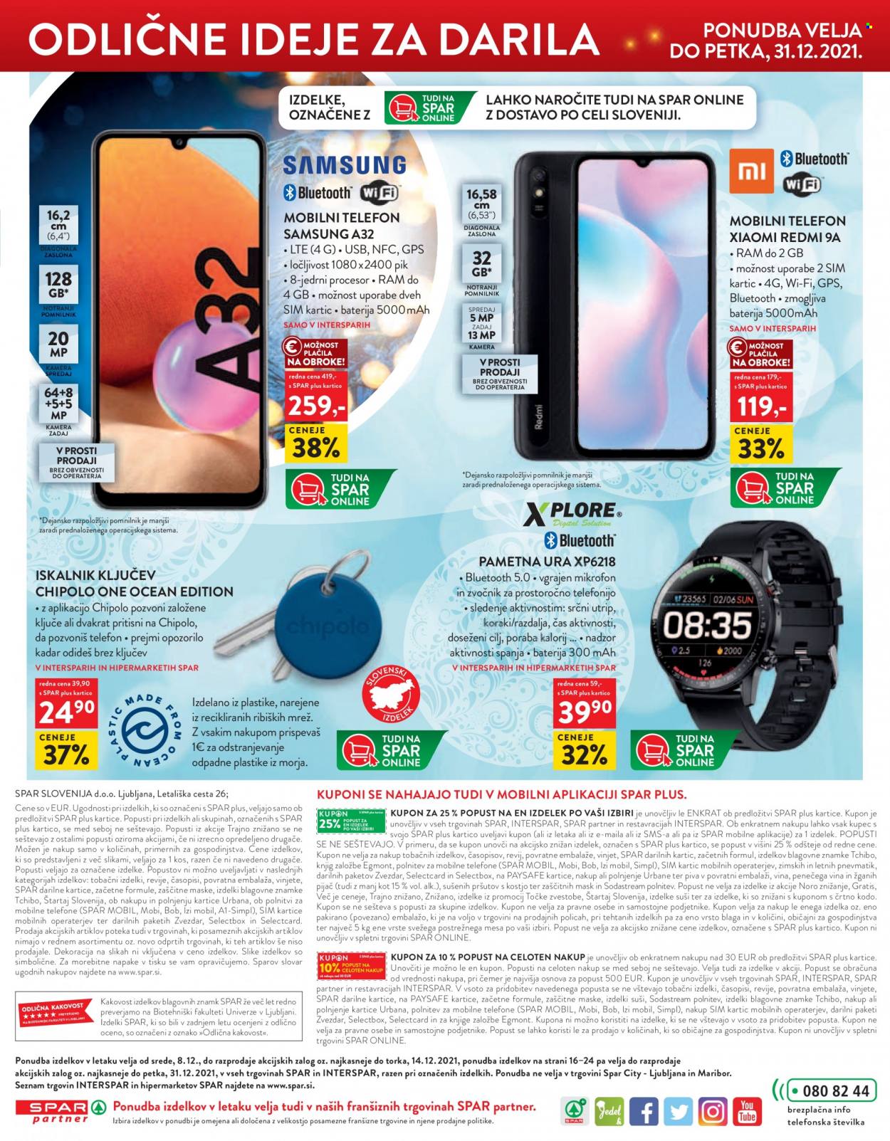 thumbnail - SPAR katalog - 8.12.2021 - 31.12.2021 - Ponudba izdelkov - Samsung, Xiaomi, baterija, mobilni telefon, pametna športna ura, mikrofon. Stran 24.
