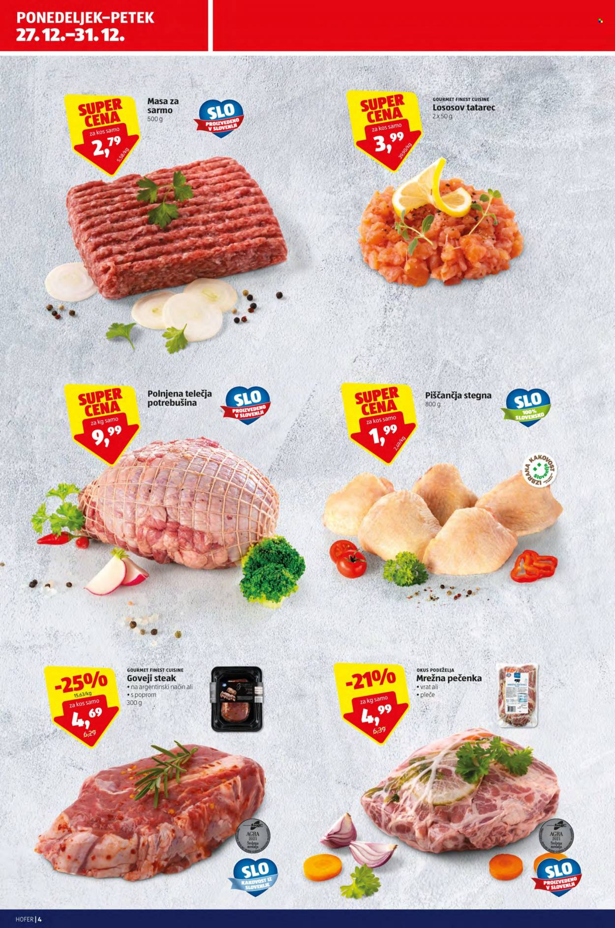 thumbnail - Hofer katalog - 24.12.2021 - 31.12.2021 - Ponudba izdelkov - steak, stegno, pleče. Stran 4.