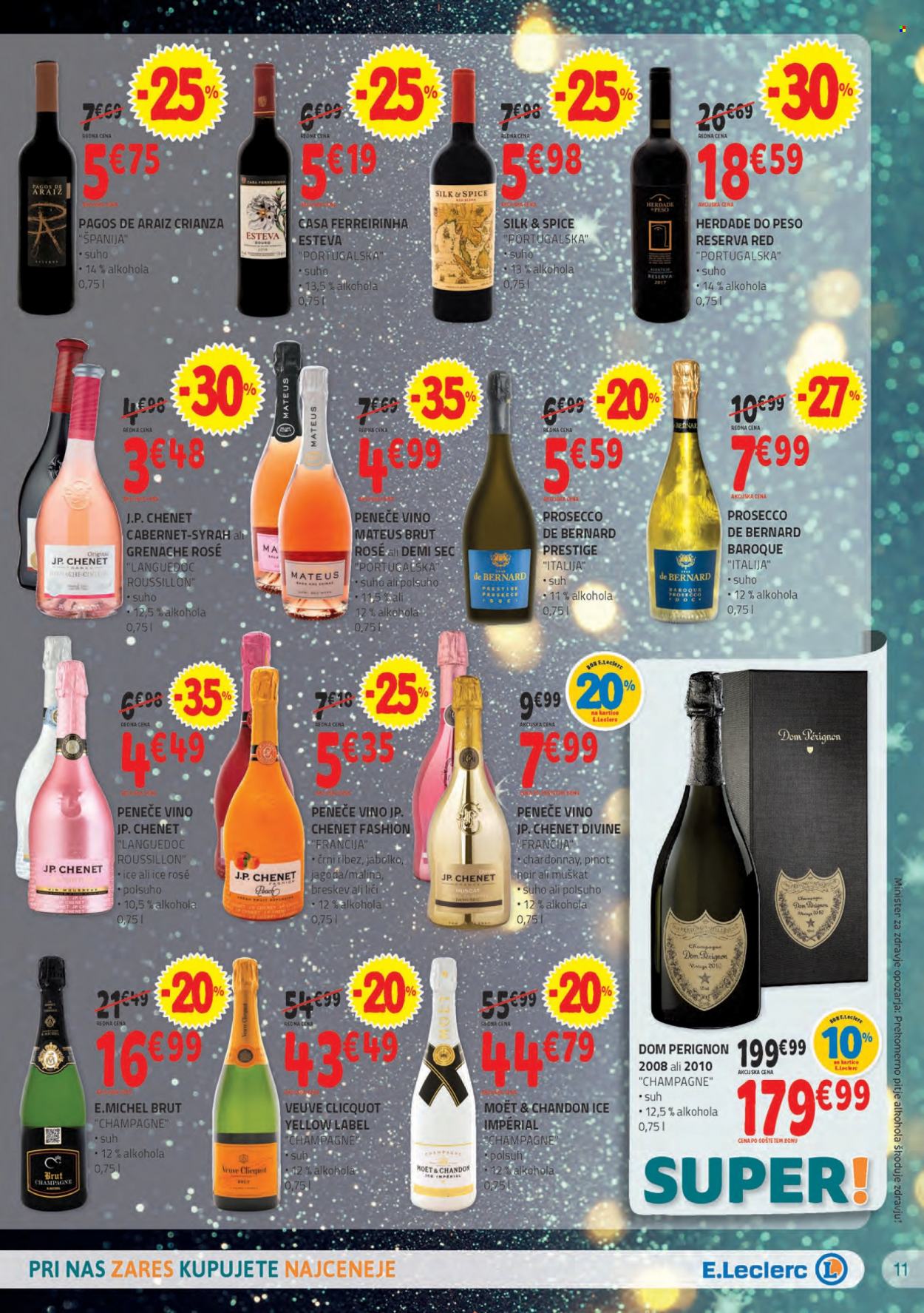 thumbnail - E.Leclerc katalog - 29.12.2021 - 8.1.2022 - Ponudba izdelkov - Chardonnay, Muškat, pinot, Prestige, prosecco, vino, črni ribez. Stran 11.