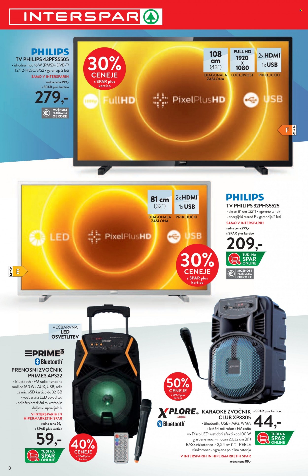 thumbnail - SPAR katalog - 5.1.2022 - 18.1.2022 - Ponudba izdelkov - Philips, polnilna baterija, televizor. Stran 8.
