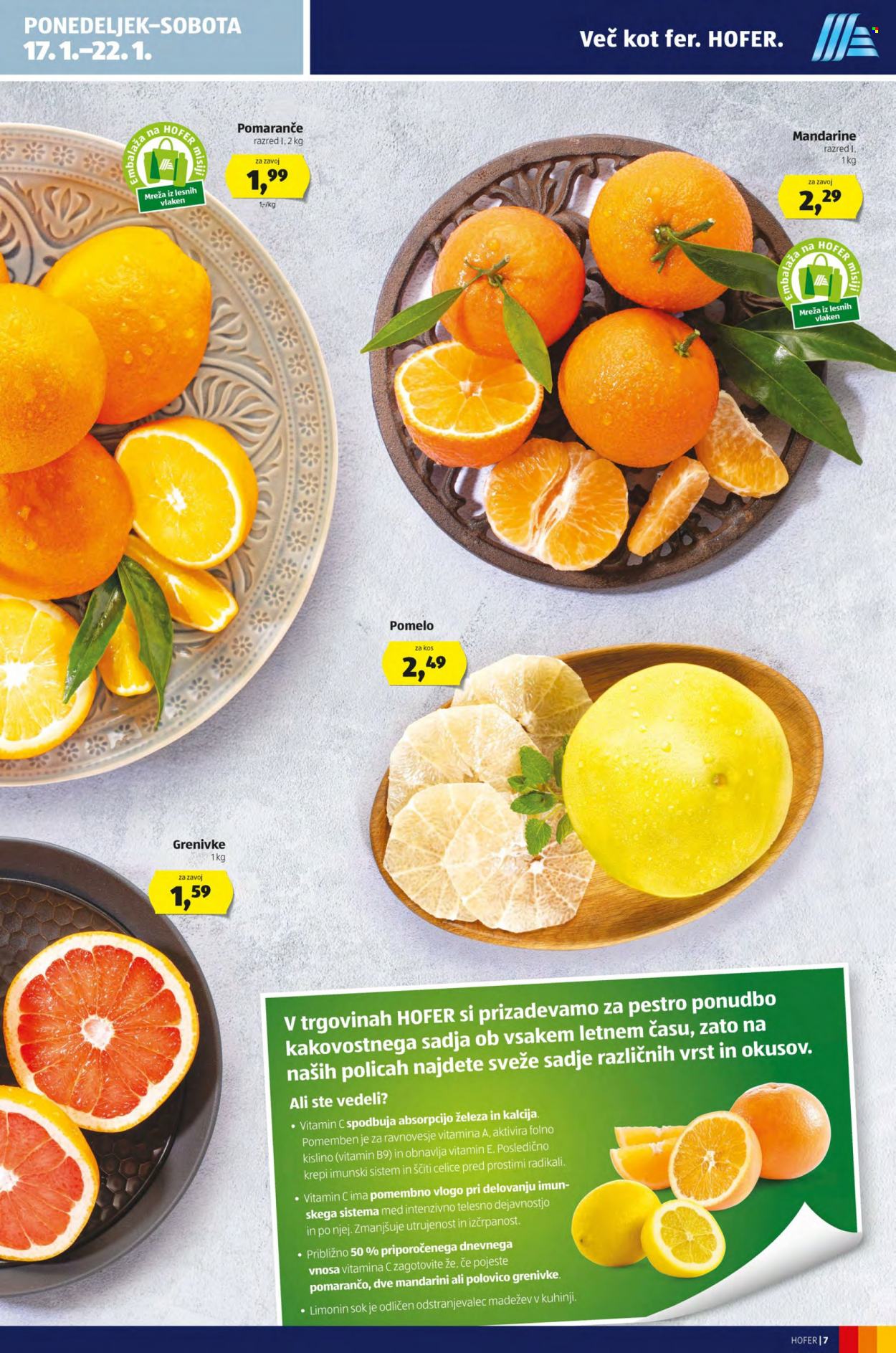 thumbnail - Hofer katalog - 14.1.2022 - 22.1.2022 - Ponudba izdelkov - sok, pomaranče. Stran 7.