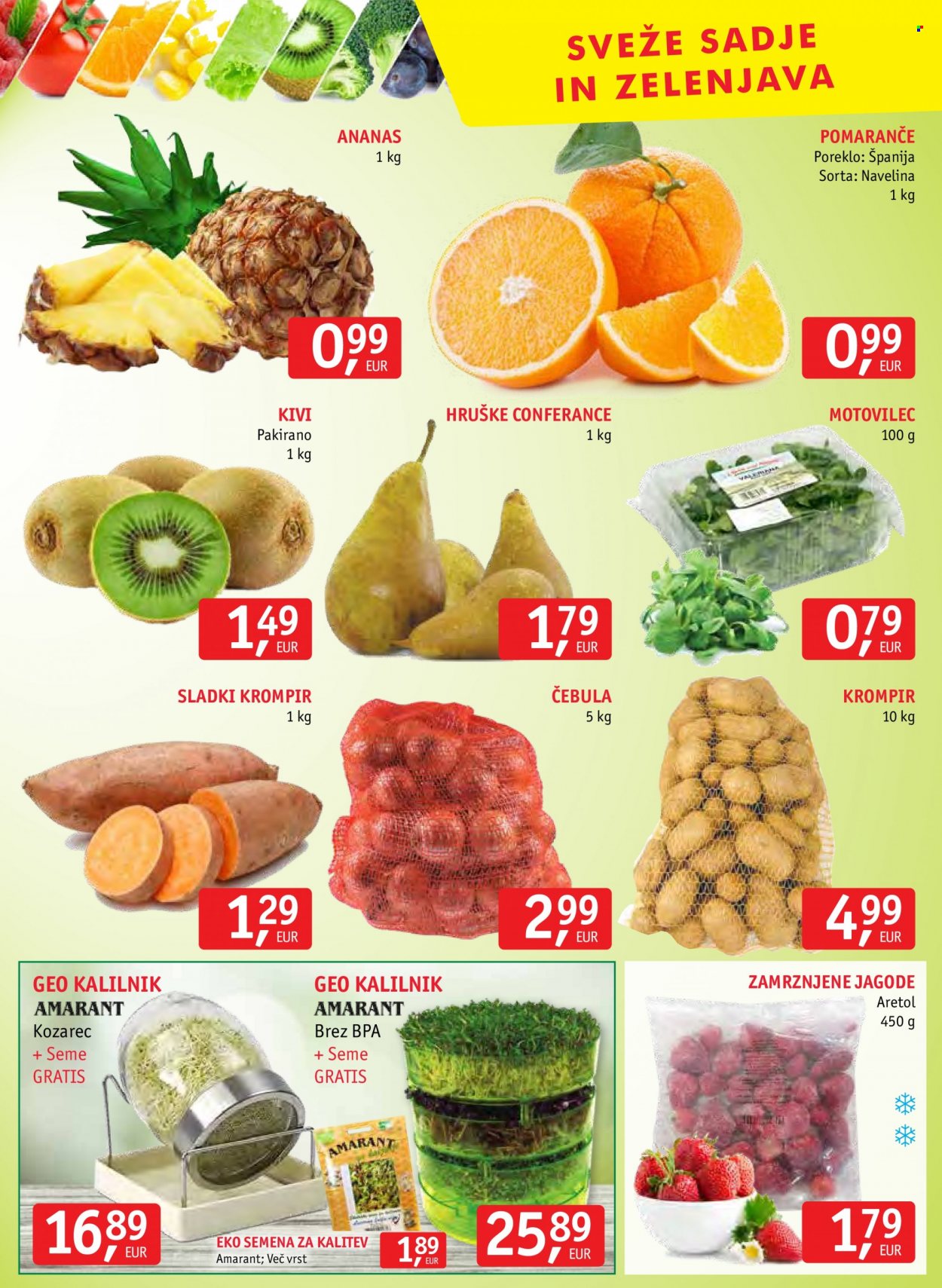 thumbnail - JAGER katalog - 19.1.2022 - 25.1.2022 - Ponudba izdelkov - ananas, hruške, jagode, kivi, pomaranče, čebula, krompir, kozarec. Stran 8.