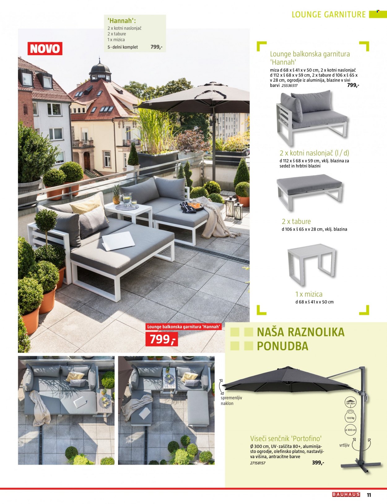 thumbnail - Bauhaus katalog - 9.4.2022 - 31.7.2022 - Ponudba izdelkov - miza, mizica, tabure, blazina. Stran 11.