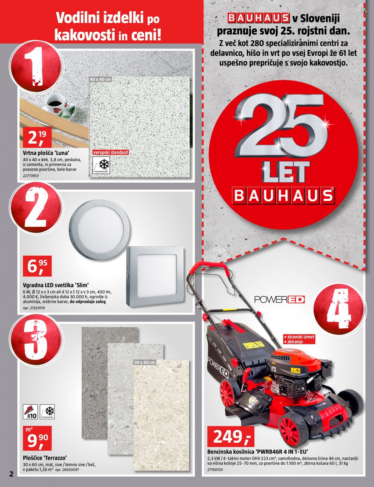 thumbnail - Bauhaus katalog - 28.4.2022 - 1.6.2022 - Ponudba izdelkov - košara, LED svetilka, svetilka, ploščica, bencinska kosilnica, kosilnica. Stran 2.