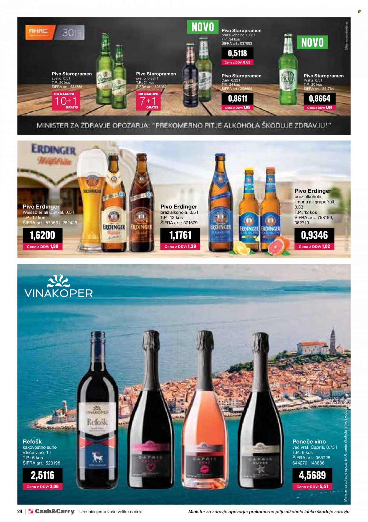 thumbnail - Mercator Cash & Carry katalog - 1.5.2022 - 31.5.2022 - Ponudba izdelkov - Erdinger, Staropramen, pivo, rdeče vino, vino. Stran 24.
