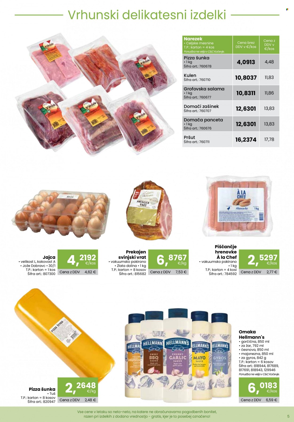 thumbnail - Tuš katalog - 5.5.2022 - 1.6.2022 - Ponudba izdelkov - gyros, svinjski vrat, svinjsko meso, pršut, salama, šunka, hrenovke, jajca, Hellmann’s, omaka, grill. Stran 5.