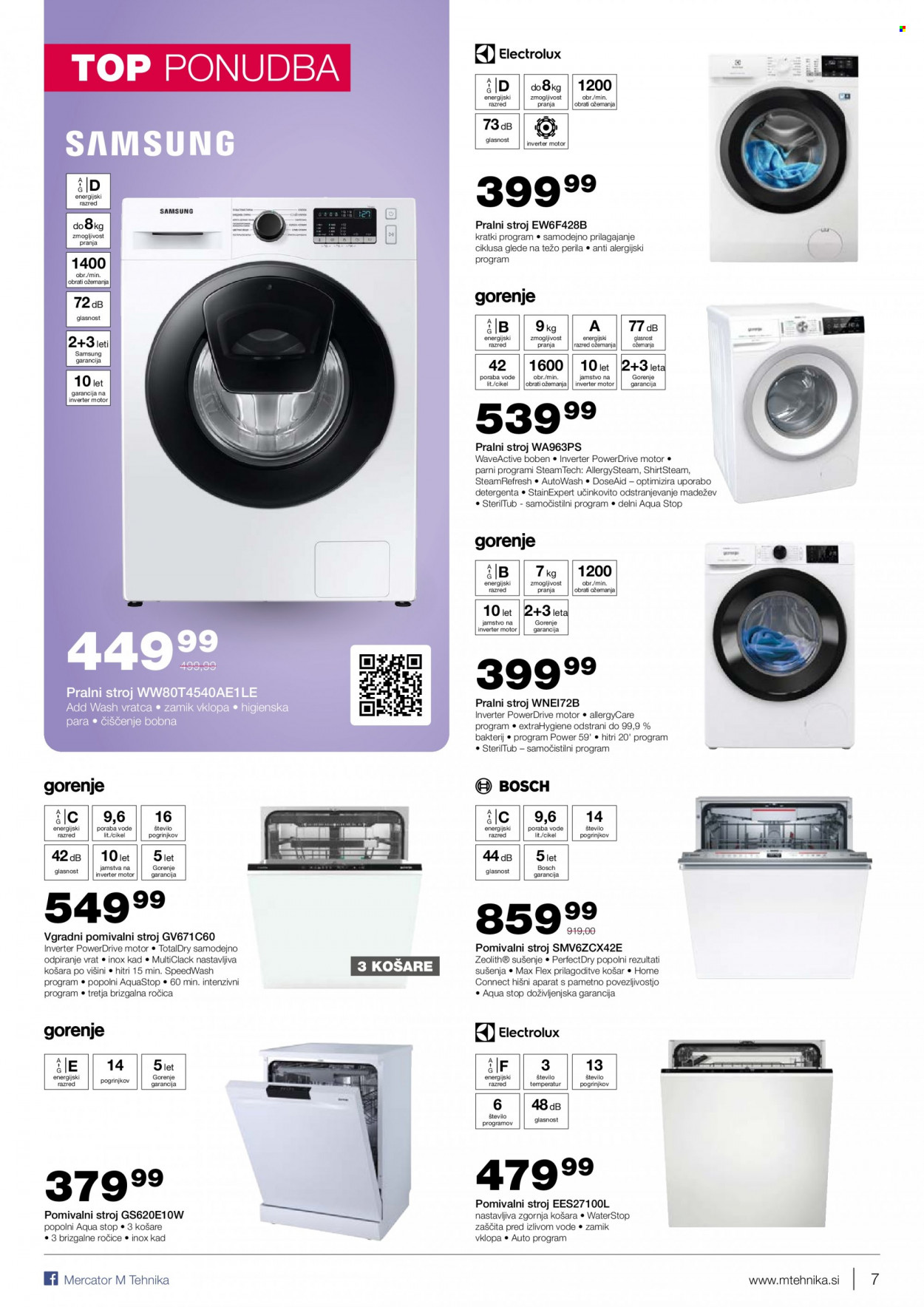 thumbnail - M Tehnika katalog - 12.5.2022 - 31.5.2022 - Ponudba izdelkov - Samsung, košara, Bosch, Gorenje, pomivalni stroj, vgradni pomivalni stroj, pralni stroj. Stran 7.