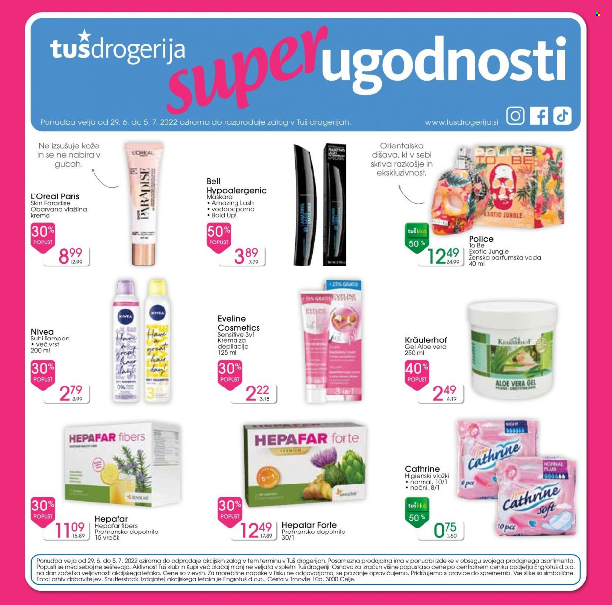 Tuš Drogeria katalog - 29.6.2022 - 5.7.2022. Stran 1
