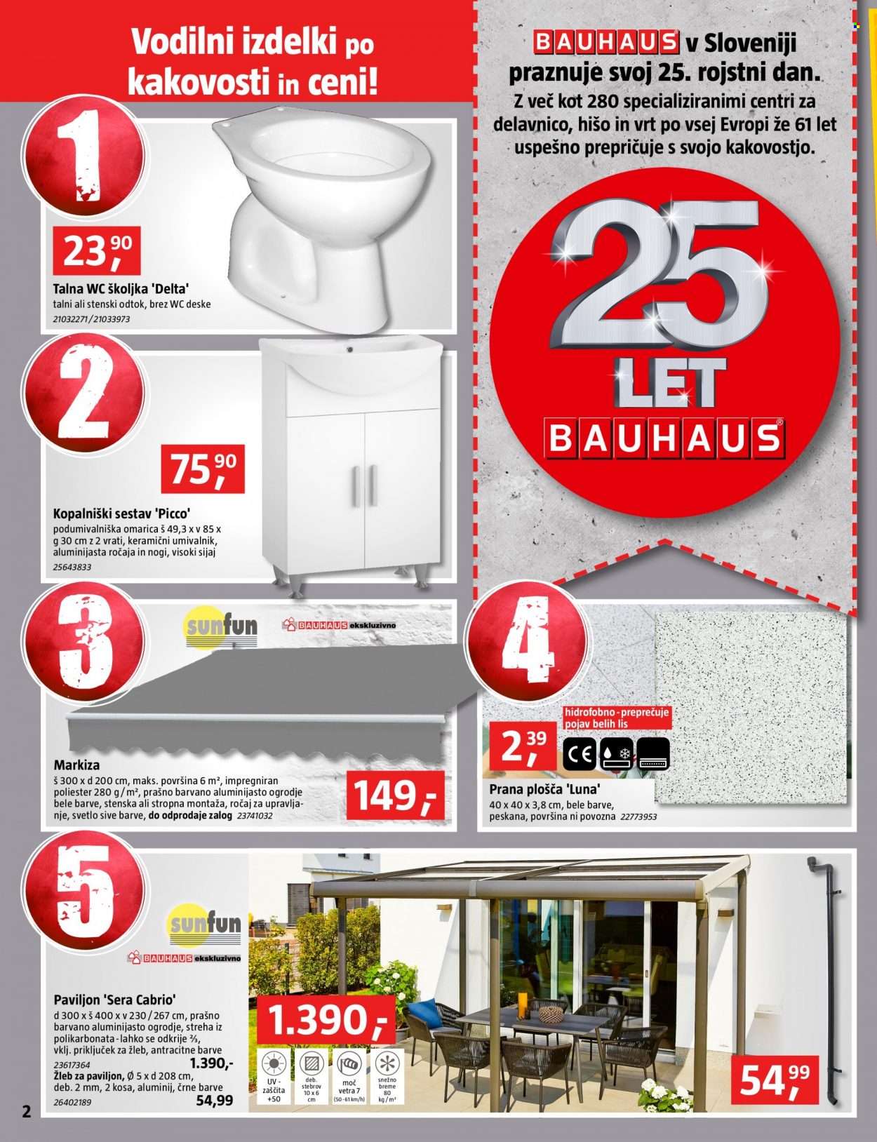 thumbnail - Bauhaus katalog - 30.6.2022 - 3.8.2022 - Ponudba izdelkov - omarica, kopalniški sestav, prana plošča, paviljon, markiza. Stran 2.