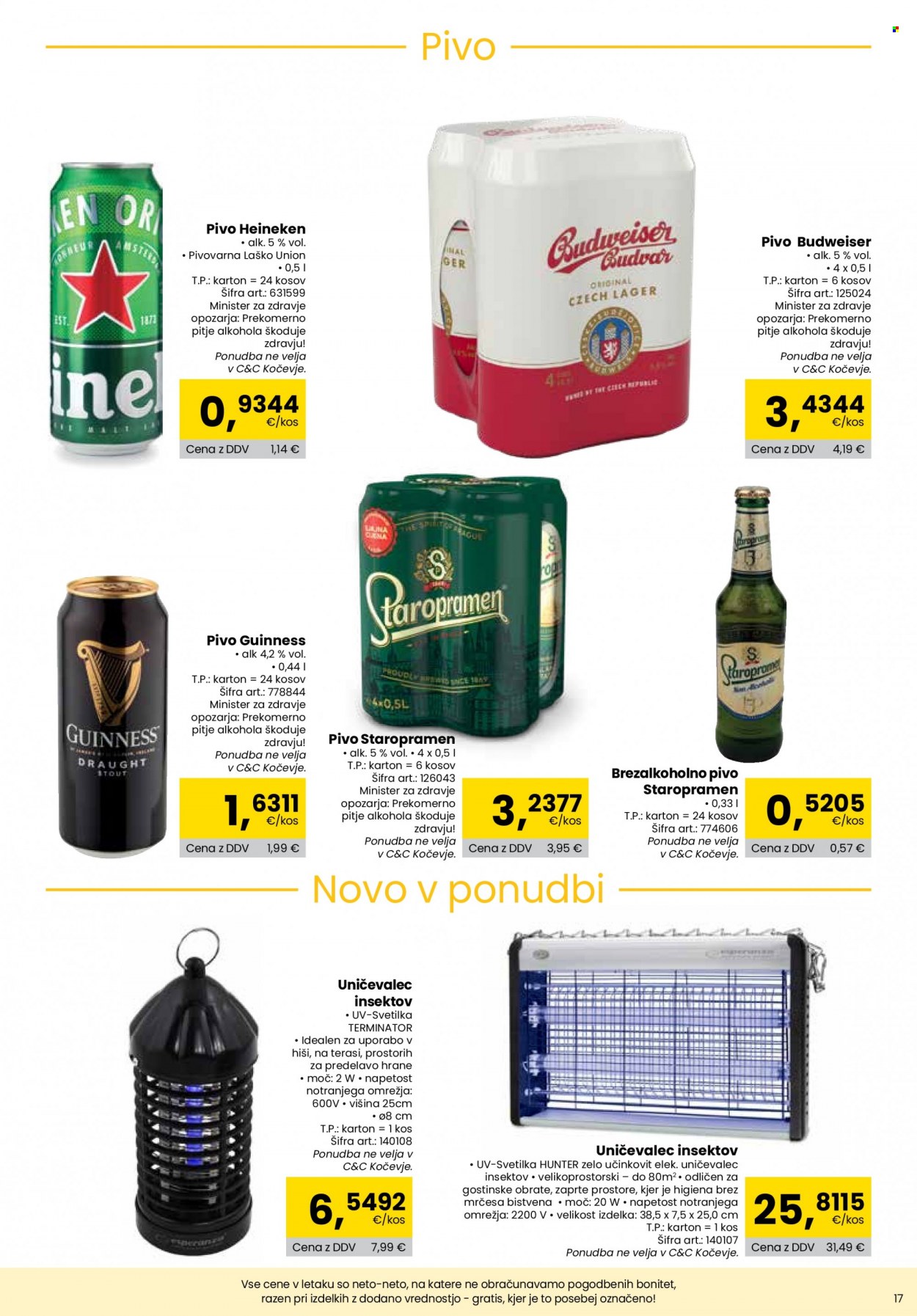 thumbnail - Tuš katalog - 1.8.2022 - 31.8.2022 - Ponudba izdelkov - brezalkoholno pivo, Heineken, Staropramen, Union, pivo, svetilka. Stran 17.