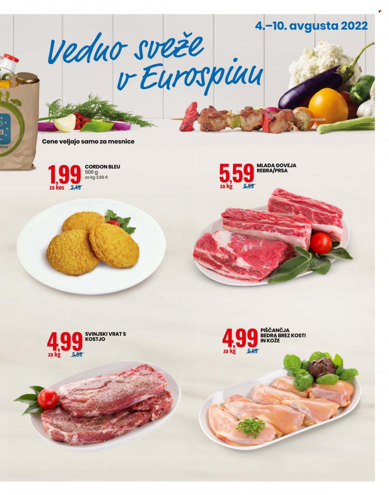 thumbnail - EuroSpin katalog - 4.8.2022 - 10.8.2022 - Ponudba izdelkov - goveja rebra, goveje meso, mlada goveja rebra, mlado goveje meso, rebra, svinjski vrat, svinjski vrat s kostjo, svinjsko meso. Stran 3.