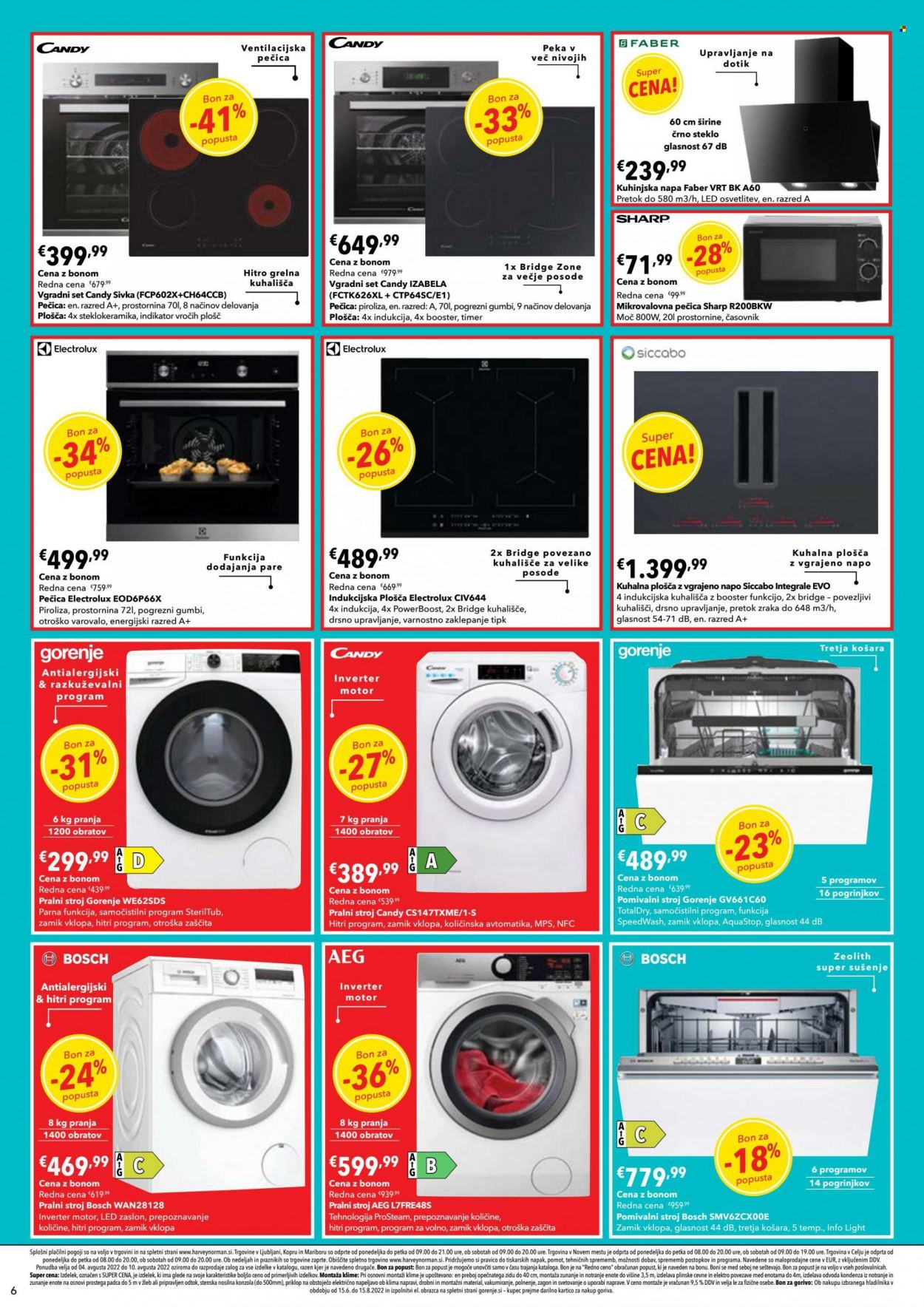thumbnail - Harvey Norman katalog - 4.8.2022 - 11.8.2022 - Ponudba izdelkov - Sharp, AEG, Bosch, Candy, Gorenje, vgradni set, mikrovalovna pečica, pomivalni stroj, pralni stroj. Stran 6.