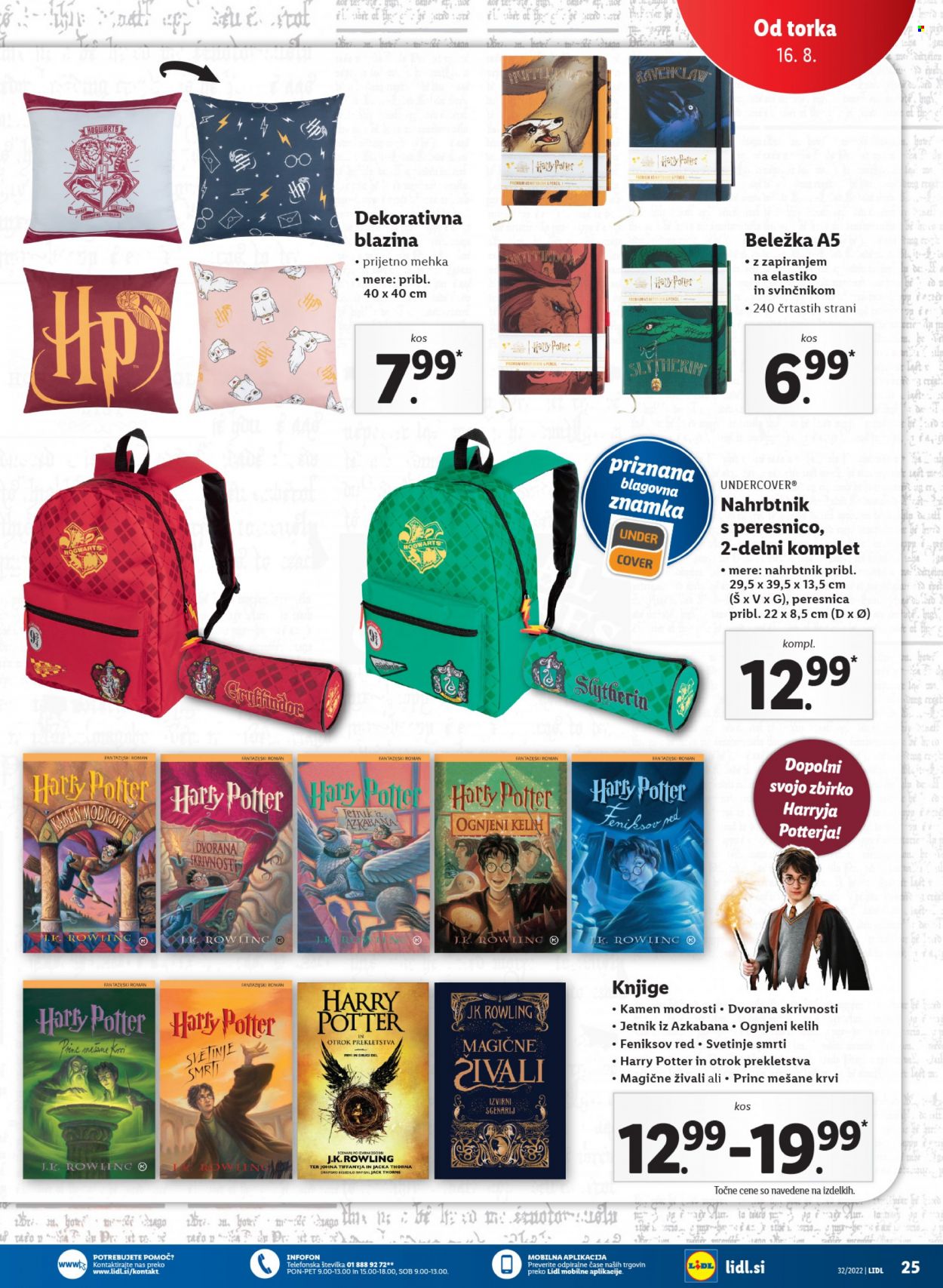 thumbnail - Lidl katalog - 11.8.2022 - 21.8.2022 - Ponudba izdelkov - HP, peresnica, blazina, Harry Potter. Stran 39.