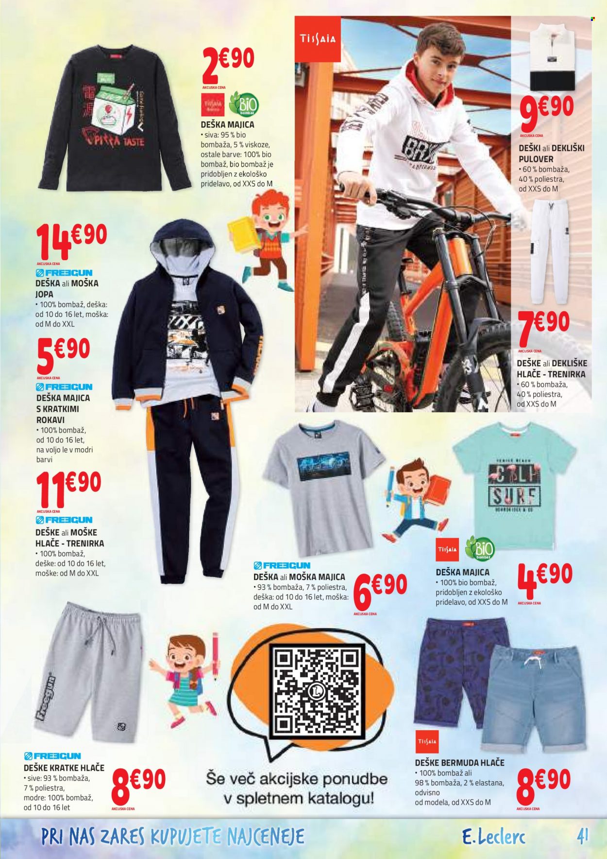 thumbnail - E.Leclerc katalog - 10.8.2022 - 20.8.2022 - Ponudba izdelkov - bermuda, hlače, majica, jopa, pulover. Stran 41.