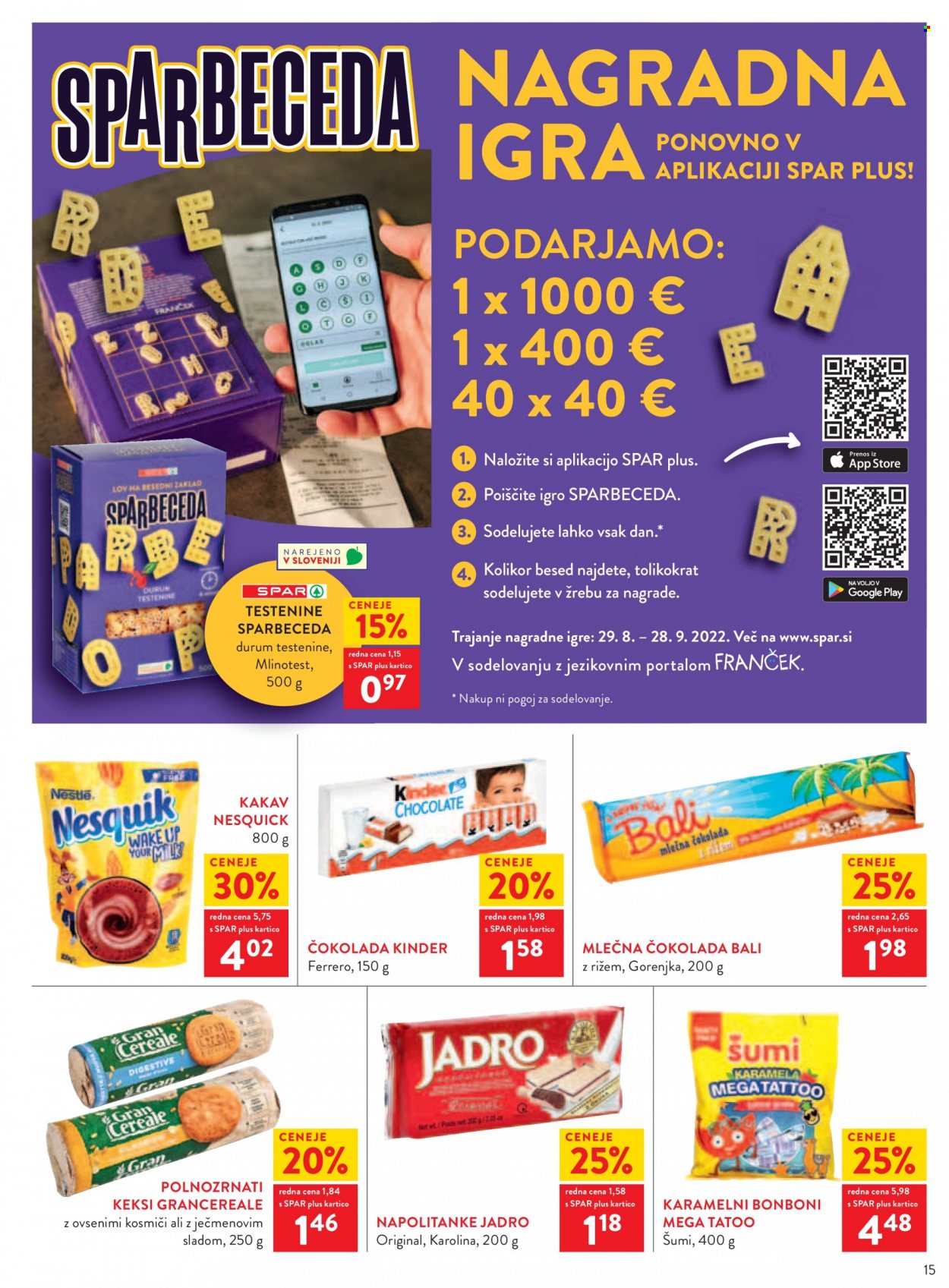 SPAR katalog - 31.8.2022 - 13.9.2022. Stran 15