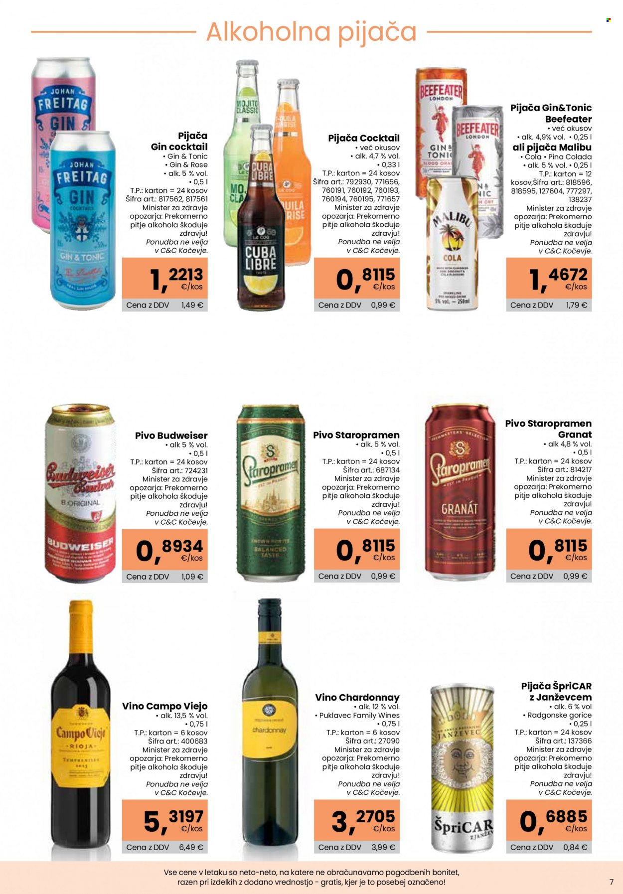 thumbnail - Tuš katalog - 22.9.2022 - 12.10.2022 - Ponudba izdelkov - Staropramen, pivo, Chardonnay, vino, Radgonske gorice, gin. Stran 7.
